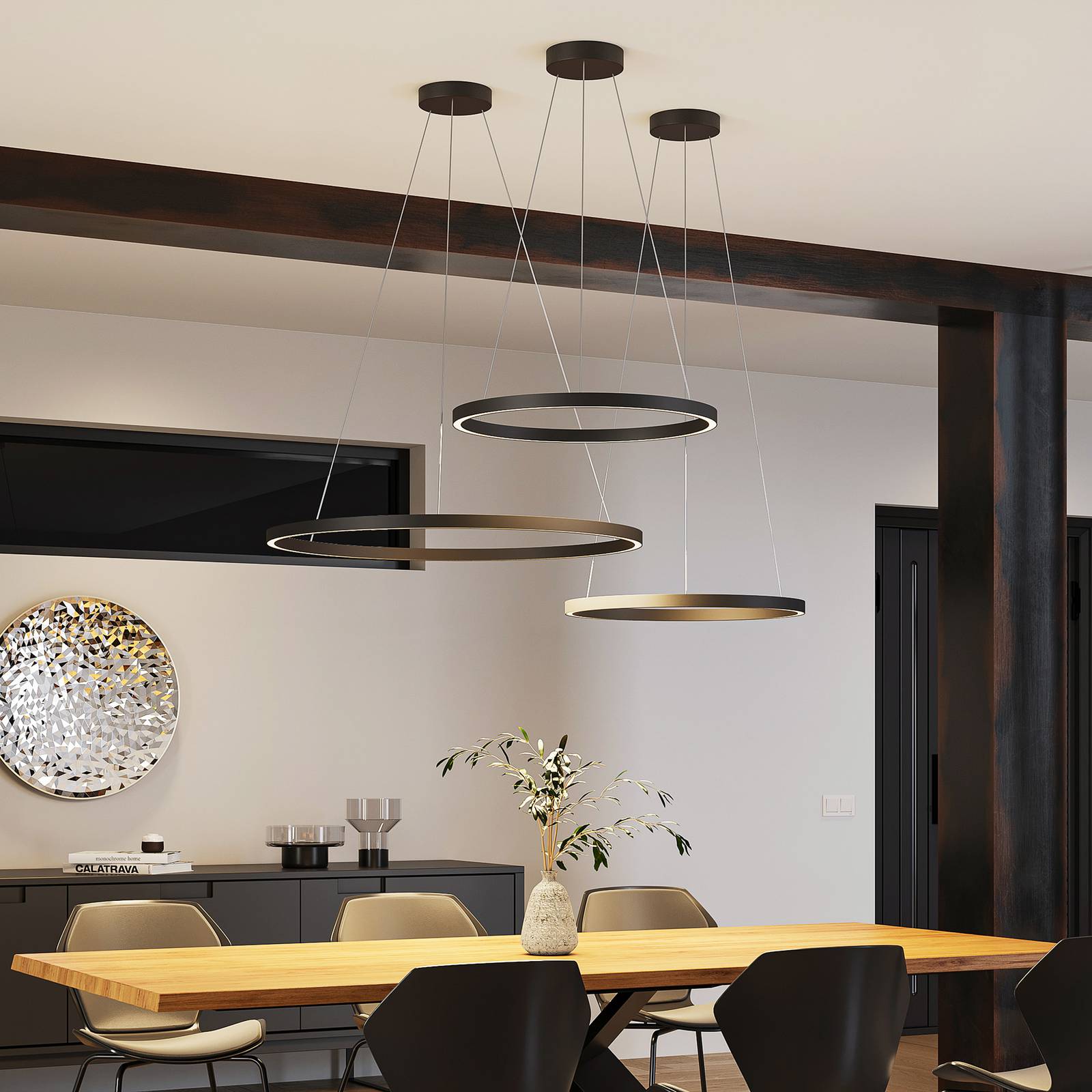 Molto Luce Suspension LED Perfora noir Ø 90 cm aluminium