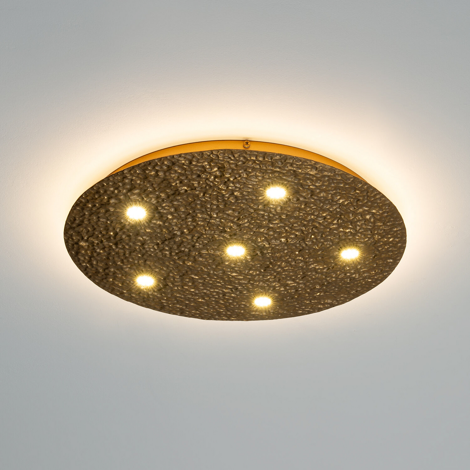 Lampa sufitowa LED LUNADORIA, kolor złoty, Ø 60 cm, metalowa, ściemniana