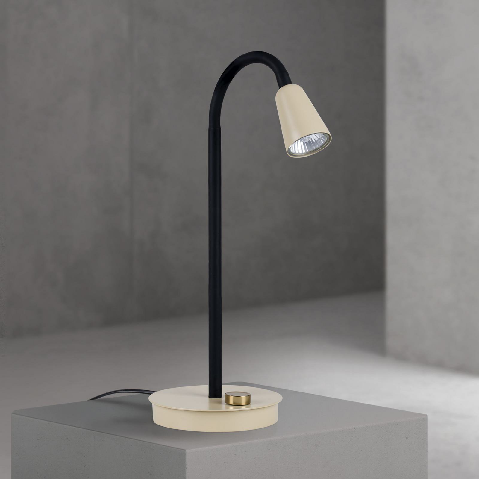 Lampada da tavolo Dotty, kaki, altezza 45 cm, base, dimmerabile, GU10
