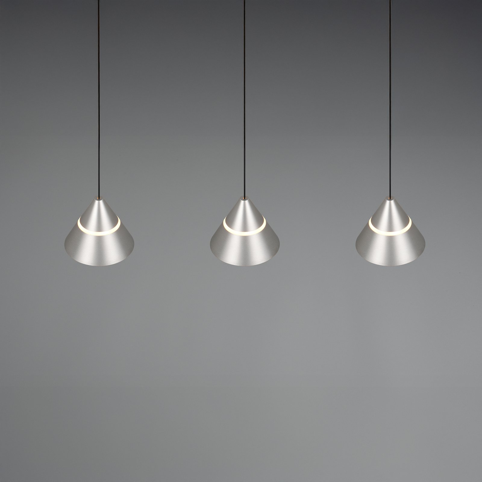 LED-pendellampe Romeo Lengde 55 cm nikkelfarget metall 3 lyskilder