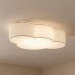 Candeeiro de teto Cloud, branco, têxtil, comprimento 62 cm, E27, 4 lâmpadas.