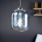 Висяща лампа Nereide, сиво-синьо стъкло
