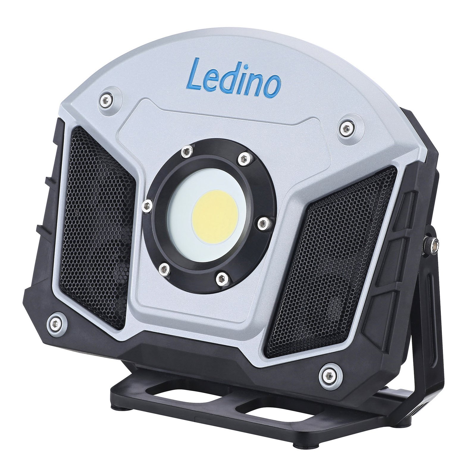 Genopladelig LED-spotlight med horn og Bluetooth-funktion