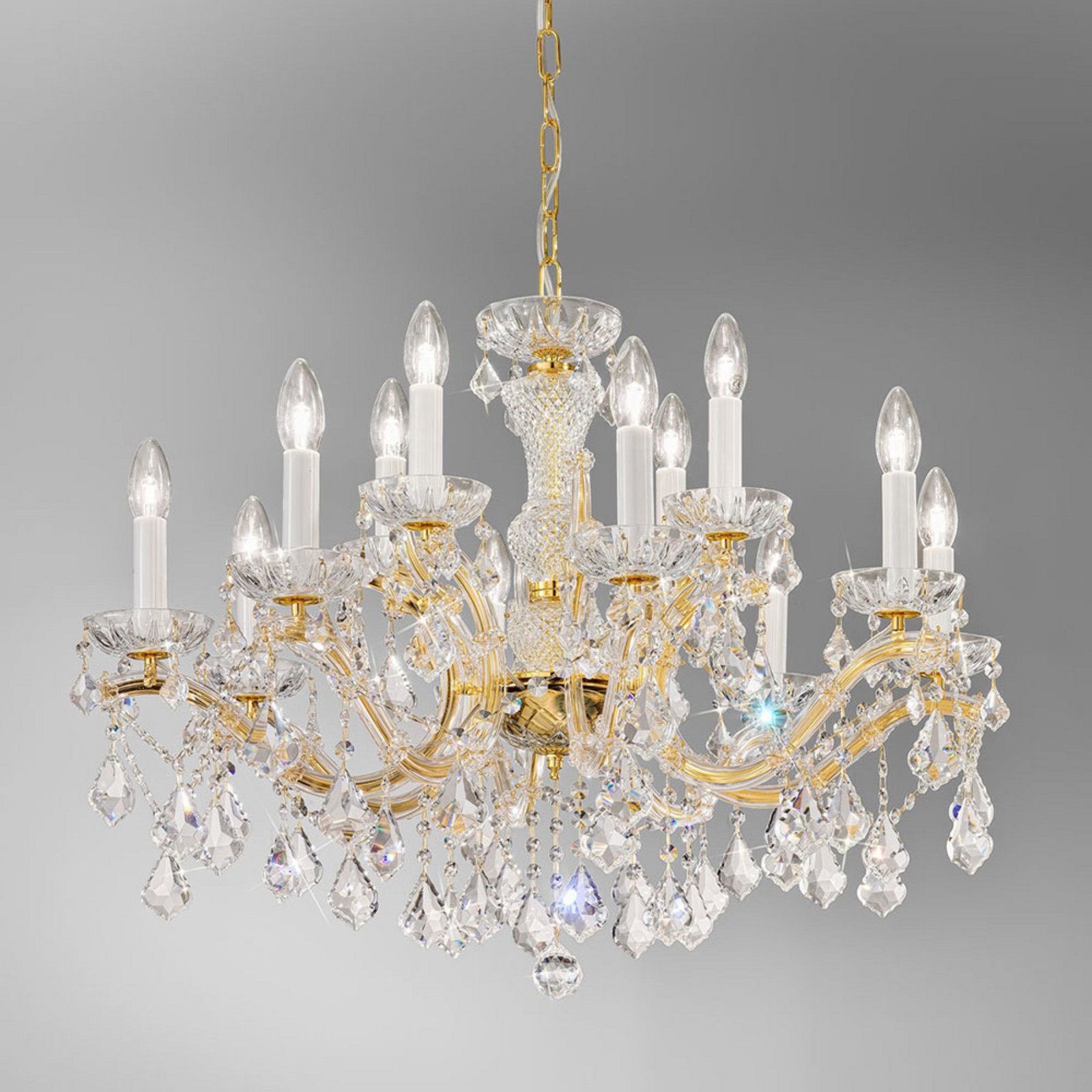 KOLARZ Maria Louise candelabru aur 24 kt 12becuri - Camera de zi / sufragerie - Antichitate - transparent auriu alb - Cristal