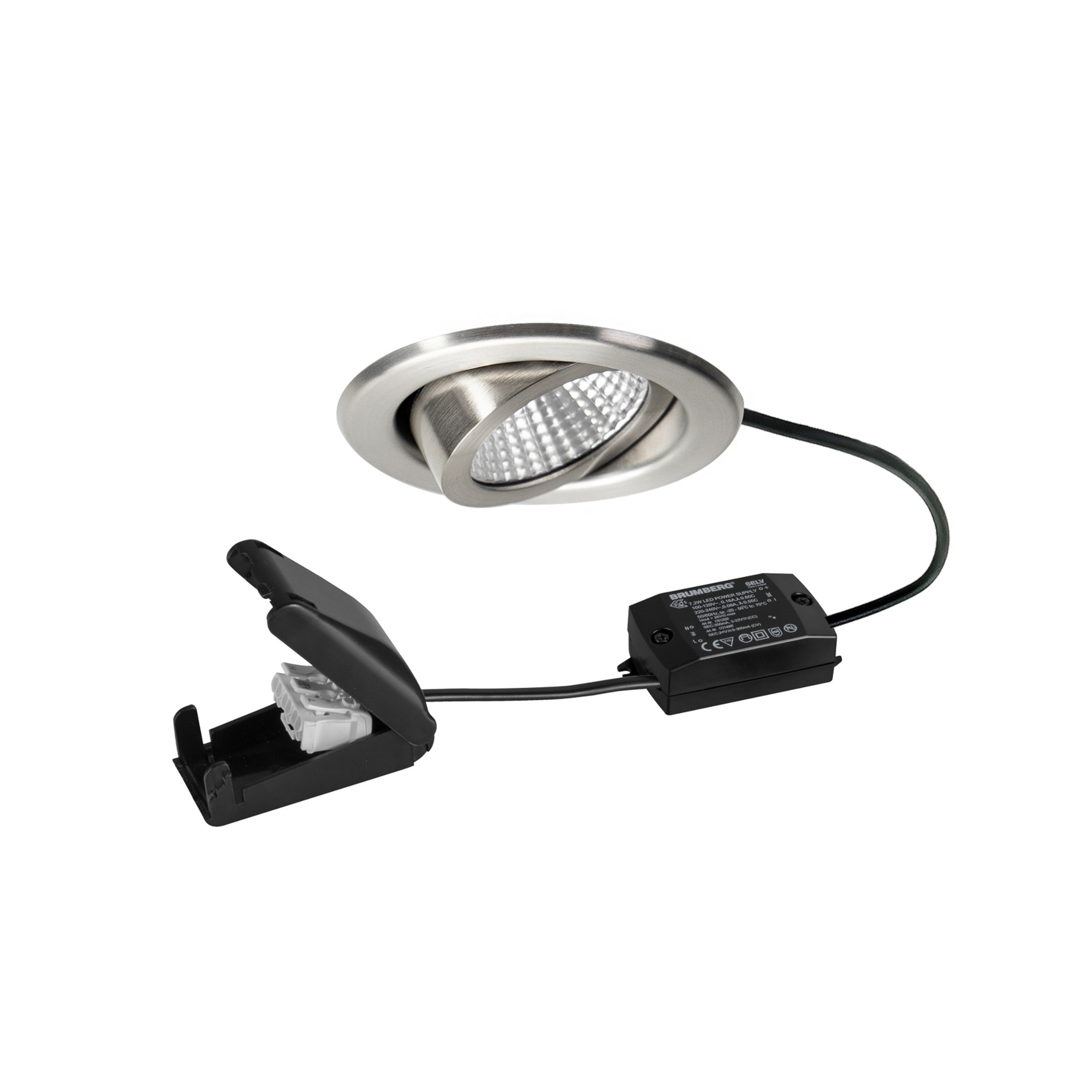 BRUMBERG LED-indbygningsspot BB09 on/off, tilslutningsboks, stål