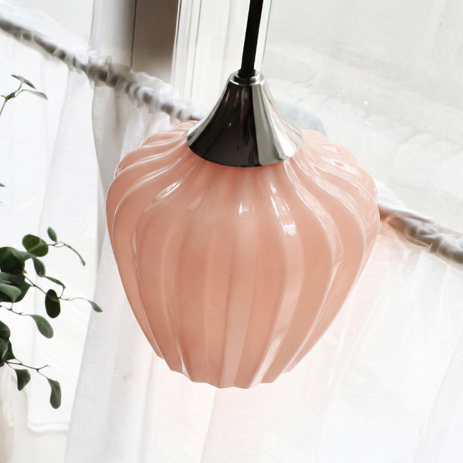 Lampă suspendată Amalfi, portocalie, Ø 14 cm, sticlă, E14, priză