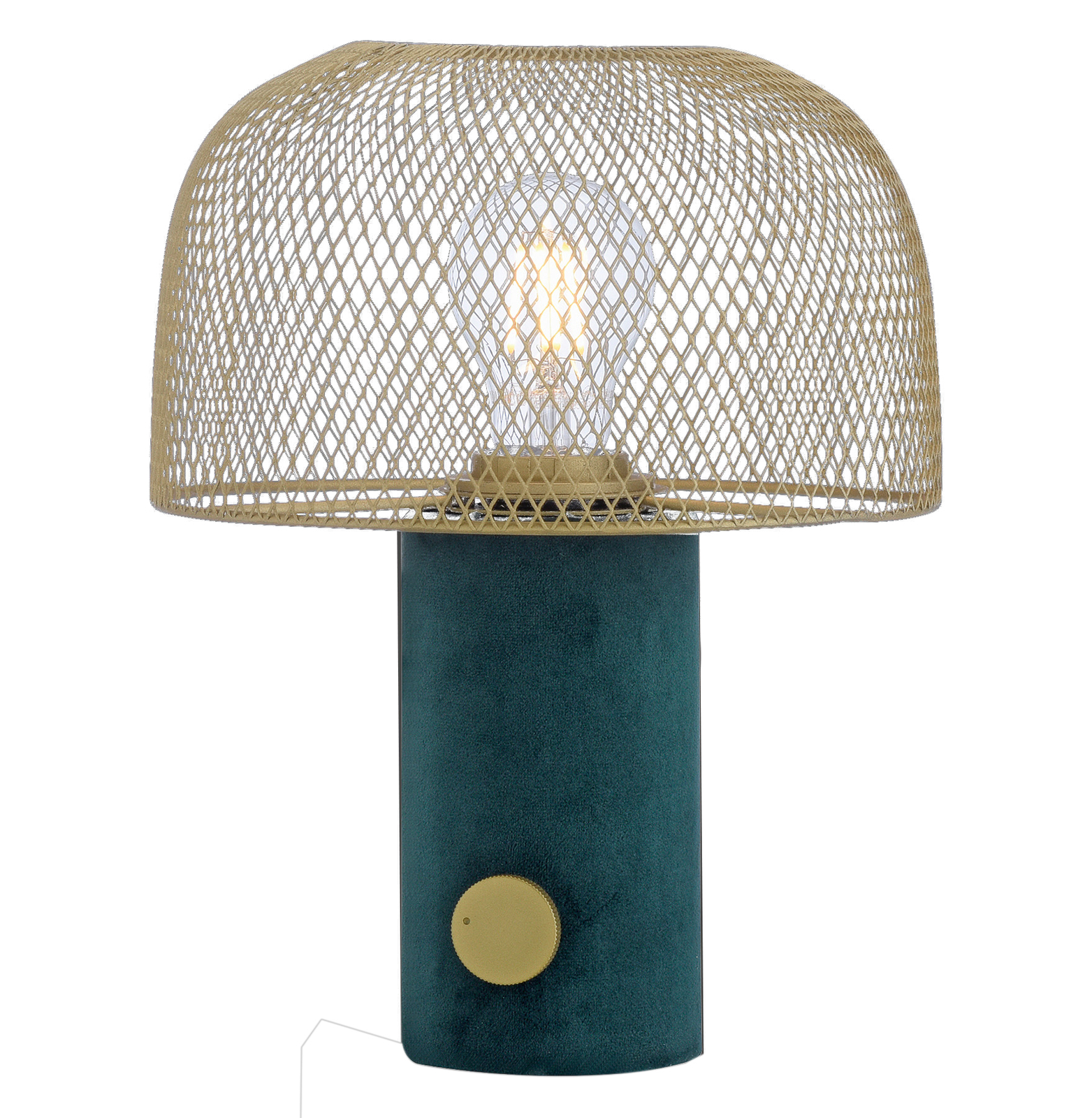 Lampa stołowa Dipper klatkowy klosz, złota/zielona