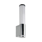 LED sienas lampa „Stefano“, hroma krāsā, augstums 29 cm, metāls, IP44