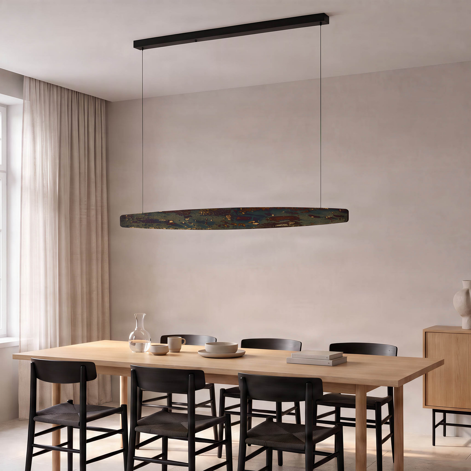 Quitani LED hanging light Persida, 148 cm, impact metal, gold Quitani LED hanging light Persida, 148 cm, impact metal, gold
