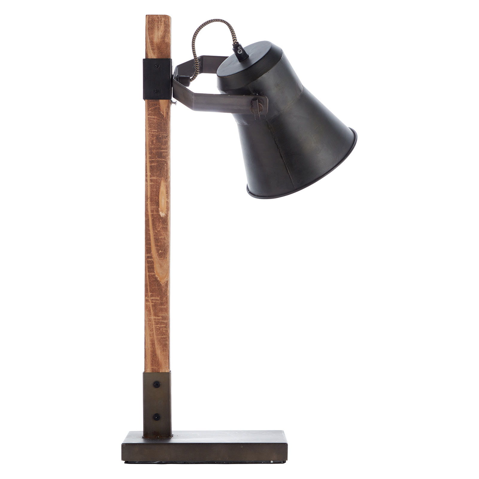 Stolní lampa Plow, černá/dřevo tmavé