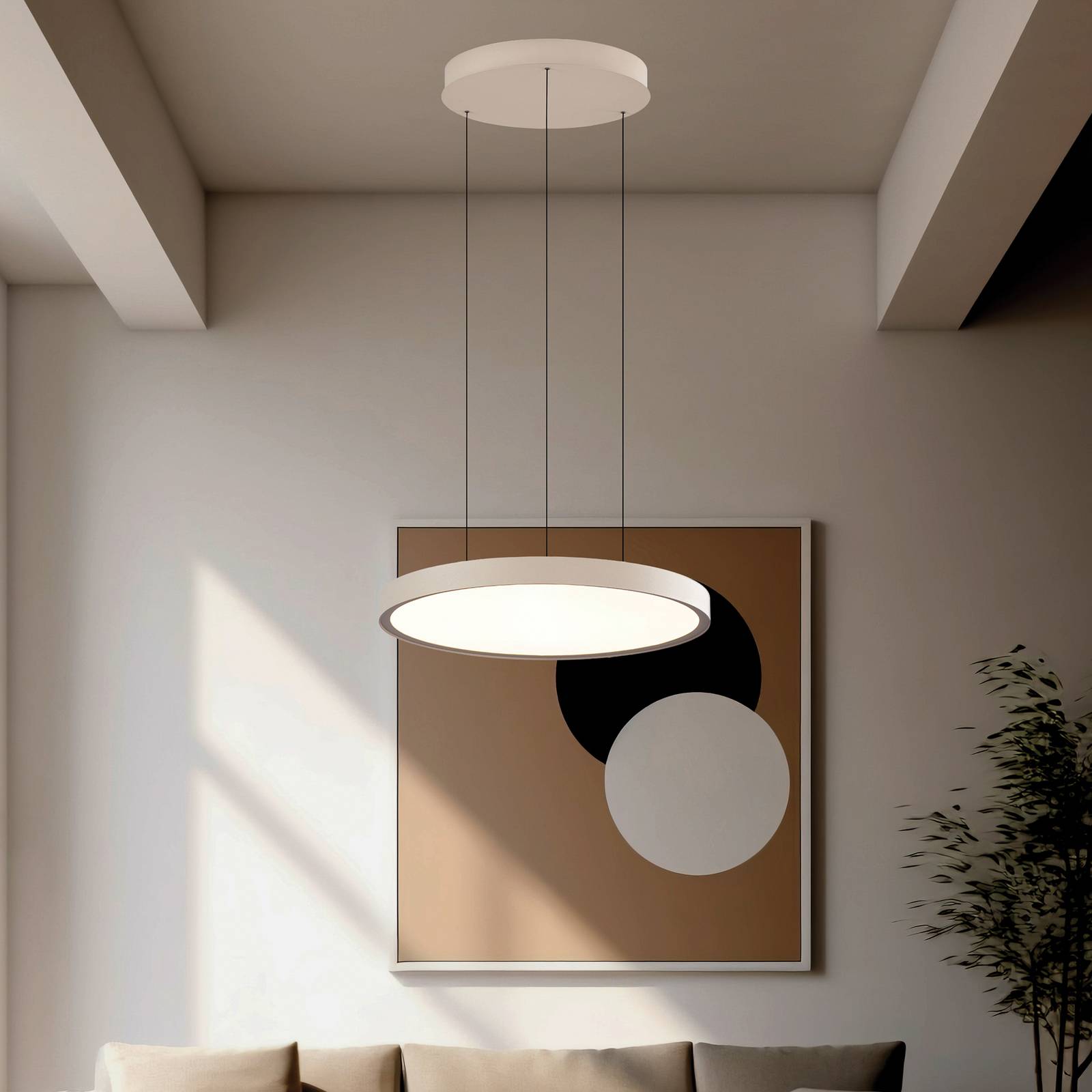 LED-Hängelampe Denver, Ø 49 cm, beigefarben, Metall günstig online kaufen