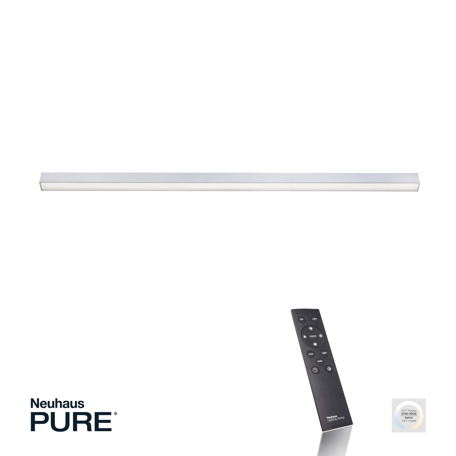 Paul Neuhaus Pure-Lines-LED-kattovalo alumiini