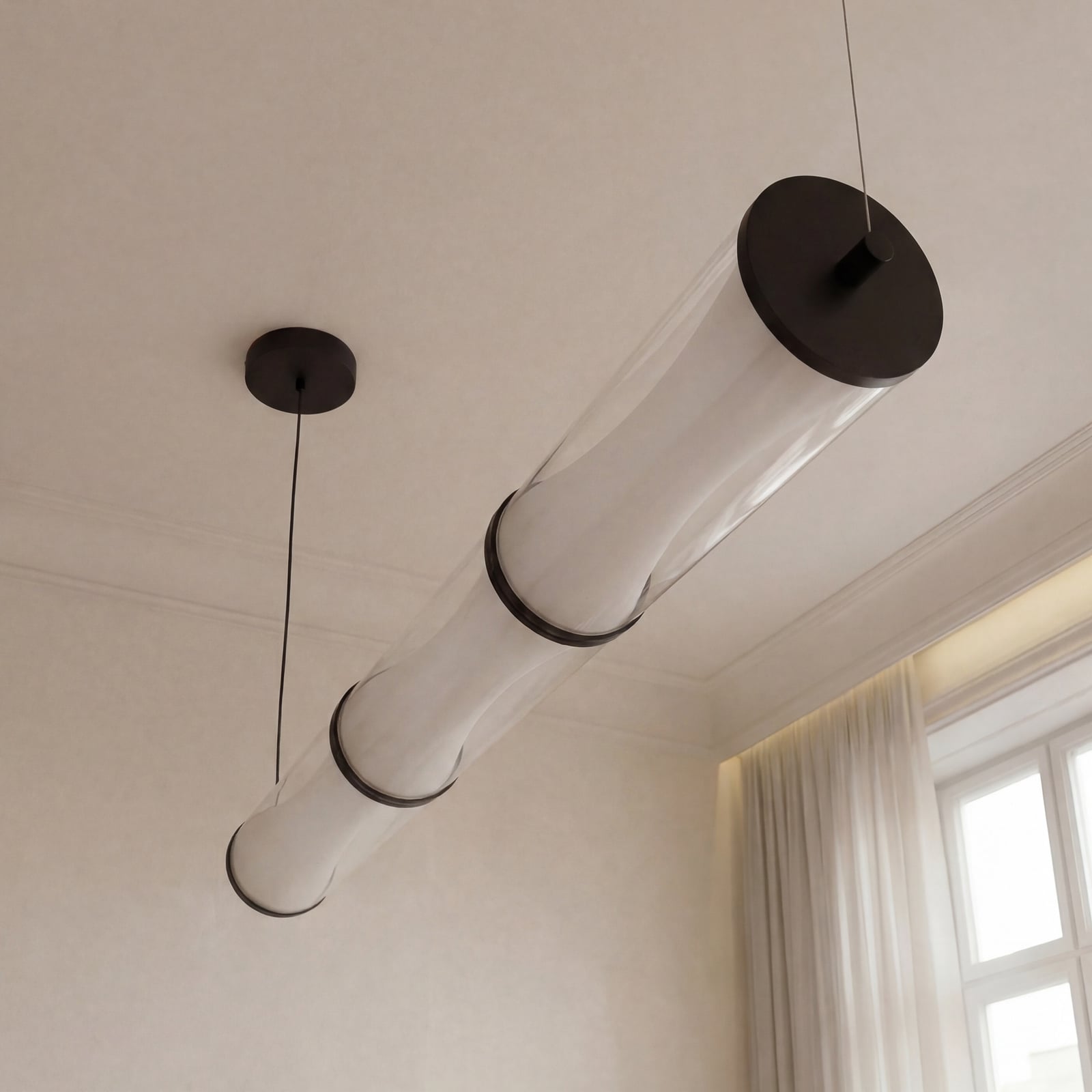 Suspension LED OSRAM Decor Squeeze, noire, 101 cm, verre
