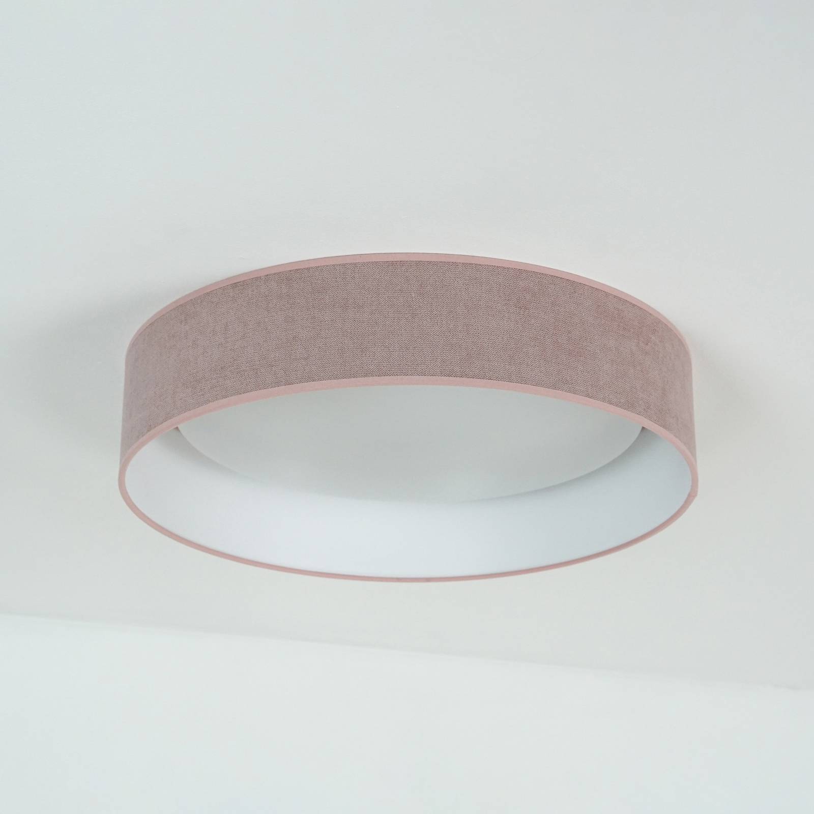 Lampa sufitowa LED Plafon, różowy, tkanina, Ø 45 cm, ściemniany 3-stopniowo
