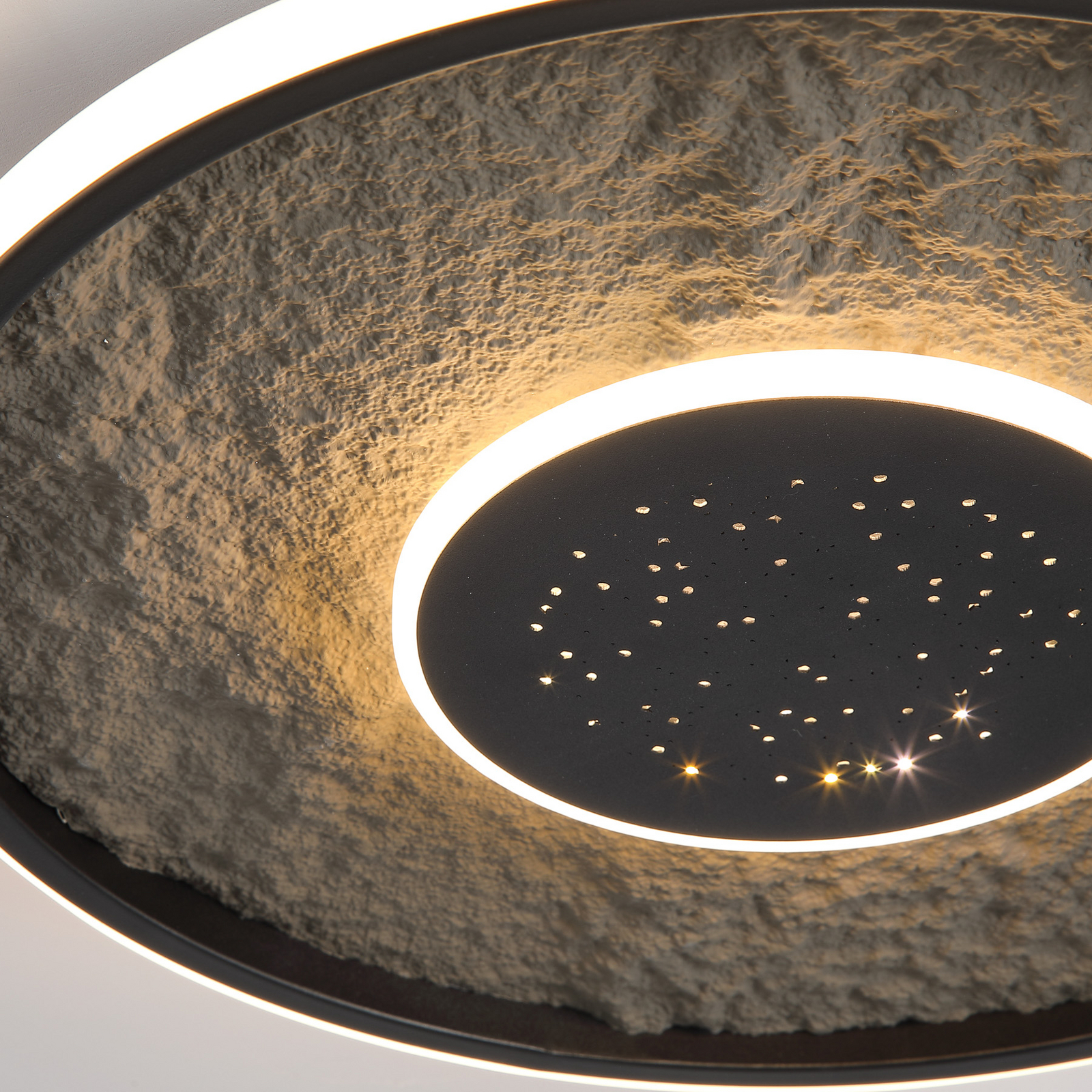 LED-Deckenlampe Lumadisc, Sternen-Effekt, schwarz, Ø 41 cm