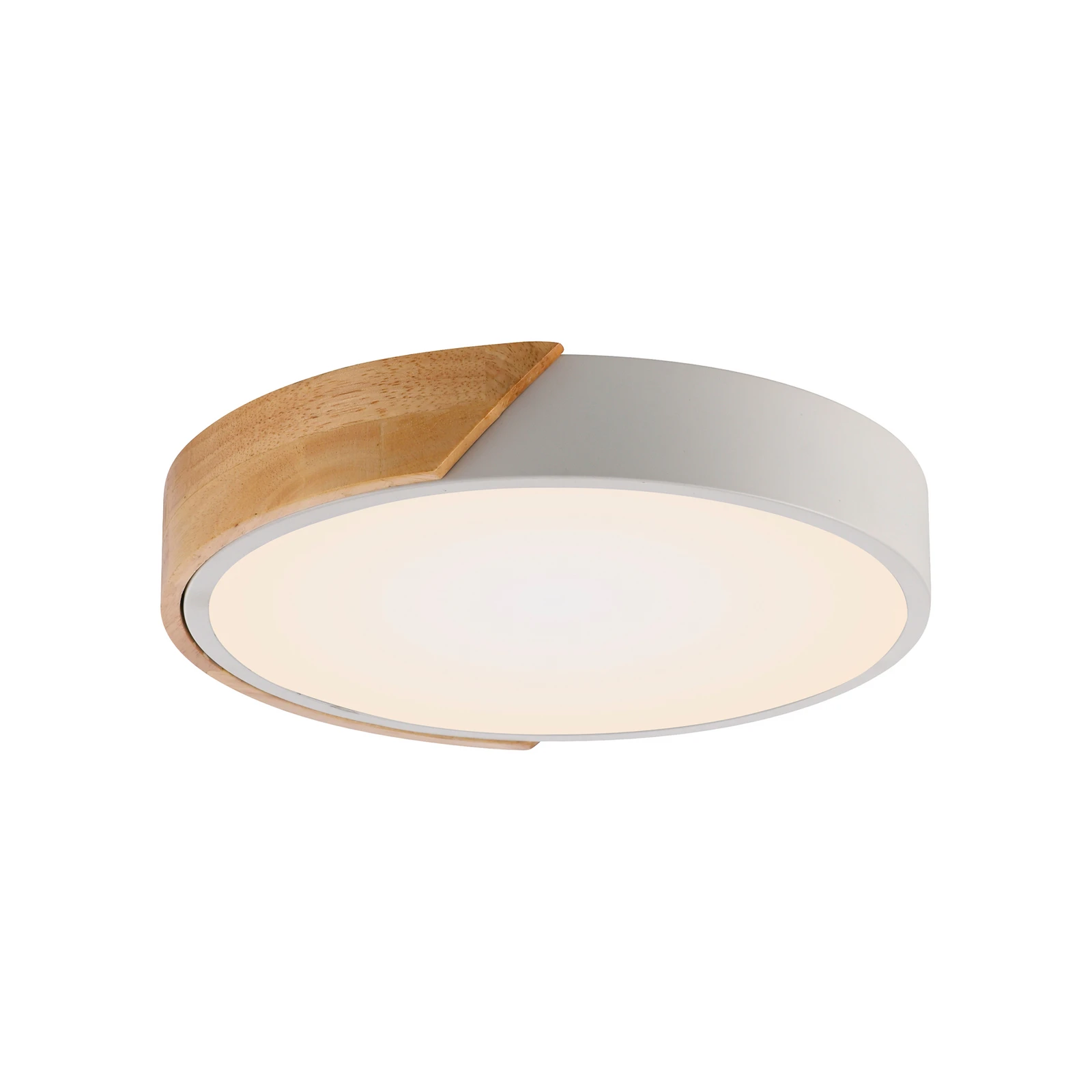 JUST LIGHT. Plafón LED Bila, blanco, Ø 32 cm, madera