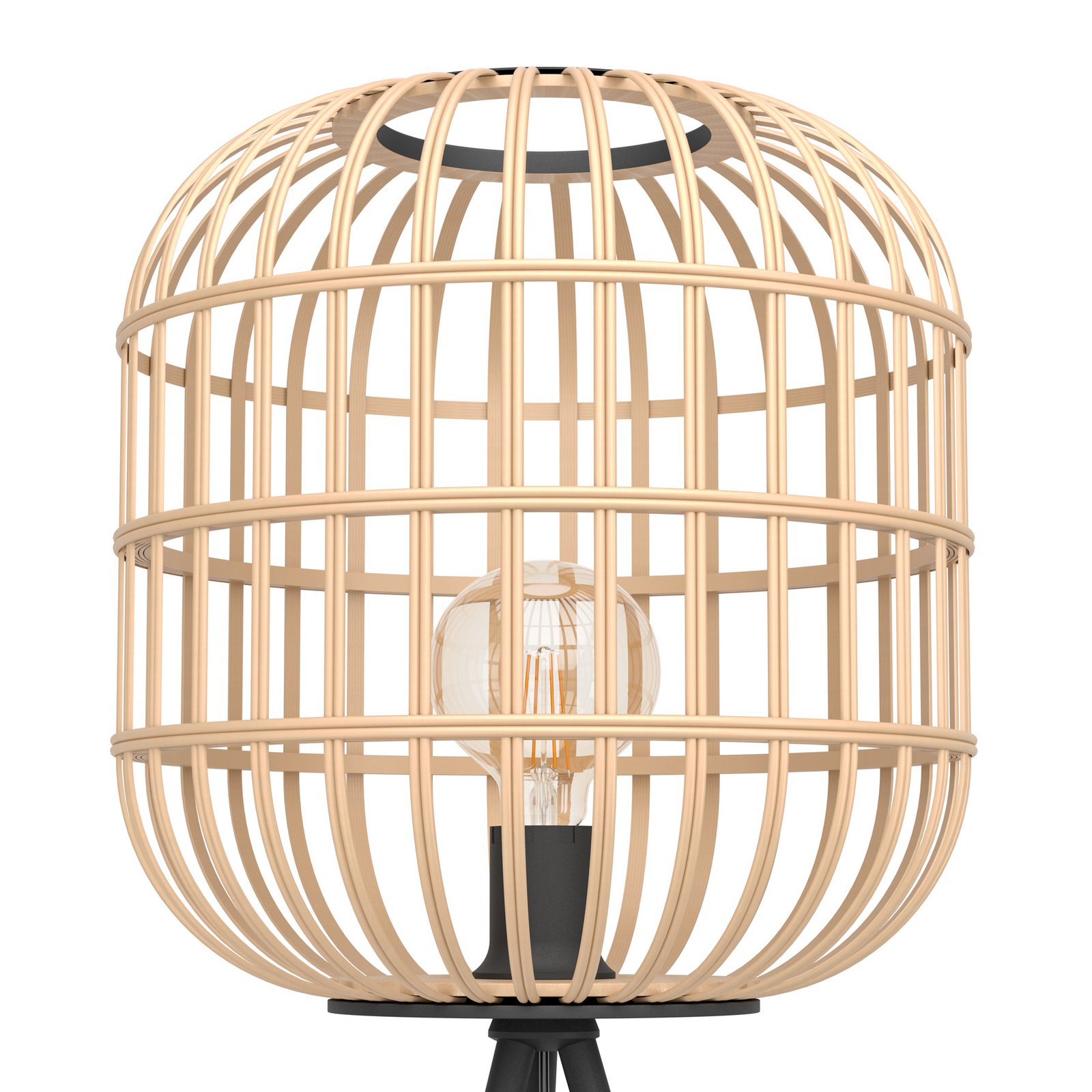 Stehlampe Bordesley Dreibein mit Holzschirm