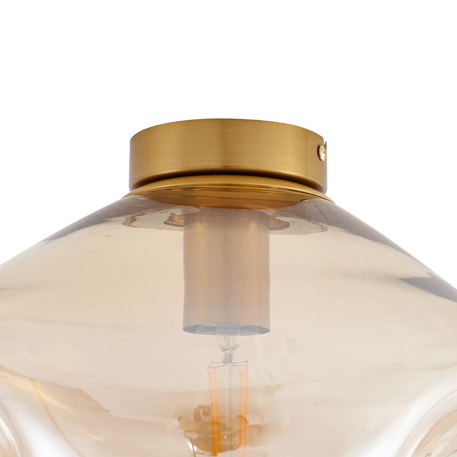 Lindby Deckenleuchte Lelia, amber, Glas, Ø 35 cm