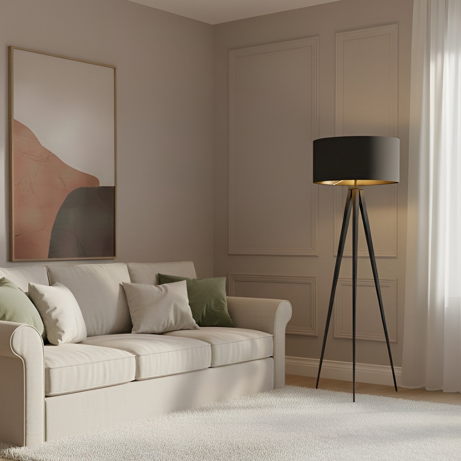 Benik Gulvlampe Black/Gold - Lindby