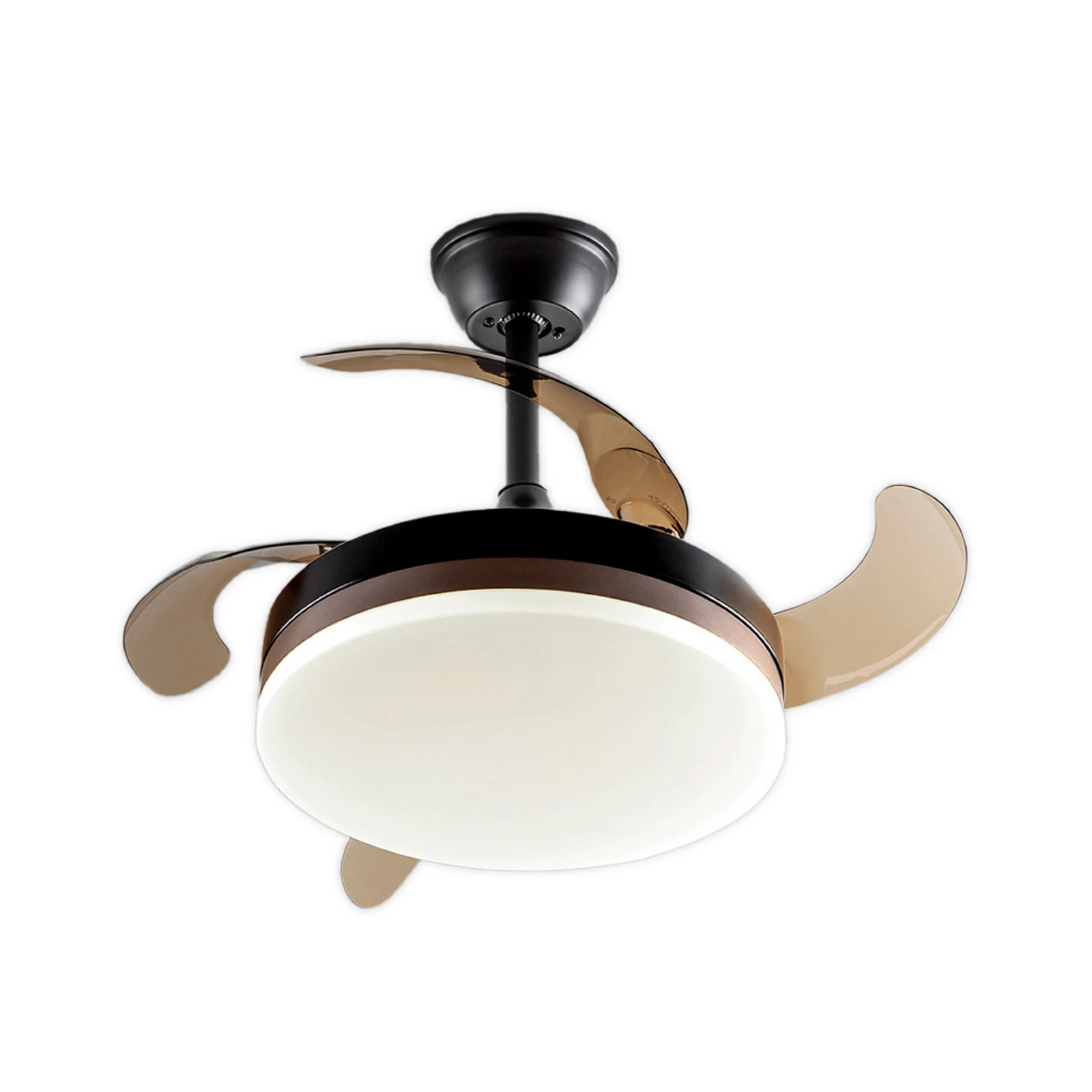 LED lubų ventiliatorius „Vento“ juodas/bronzinis/dūminis Ø 90 cm tylus