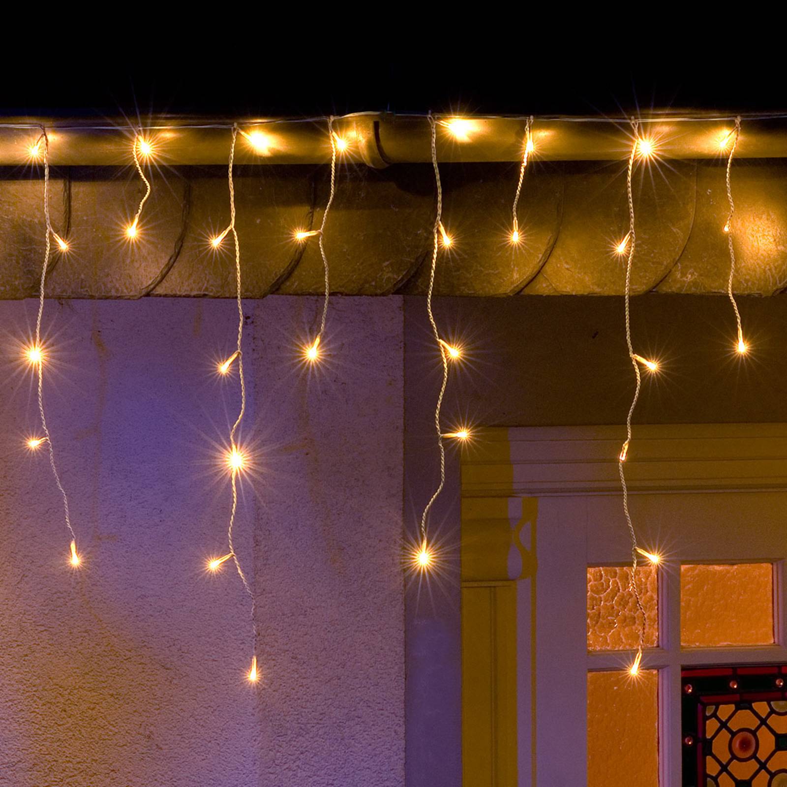 Konstsmide Christmas LED-lysgardin isregn varm hvit hvit 5m