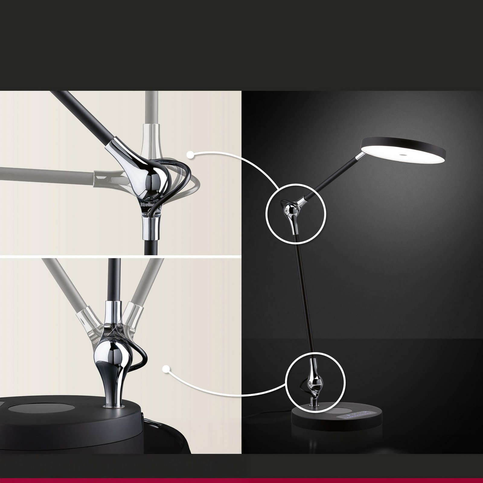 Lampa de birou LED Paulmann Numis, negru, dimabil, CCT