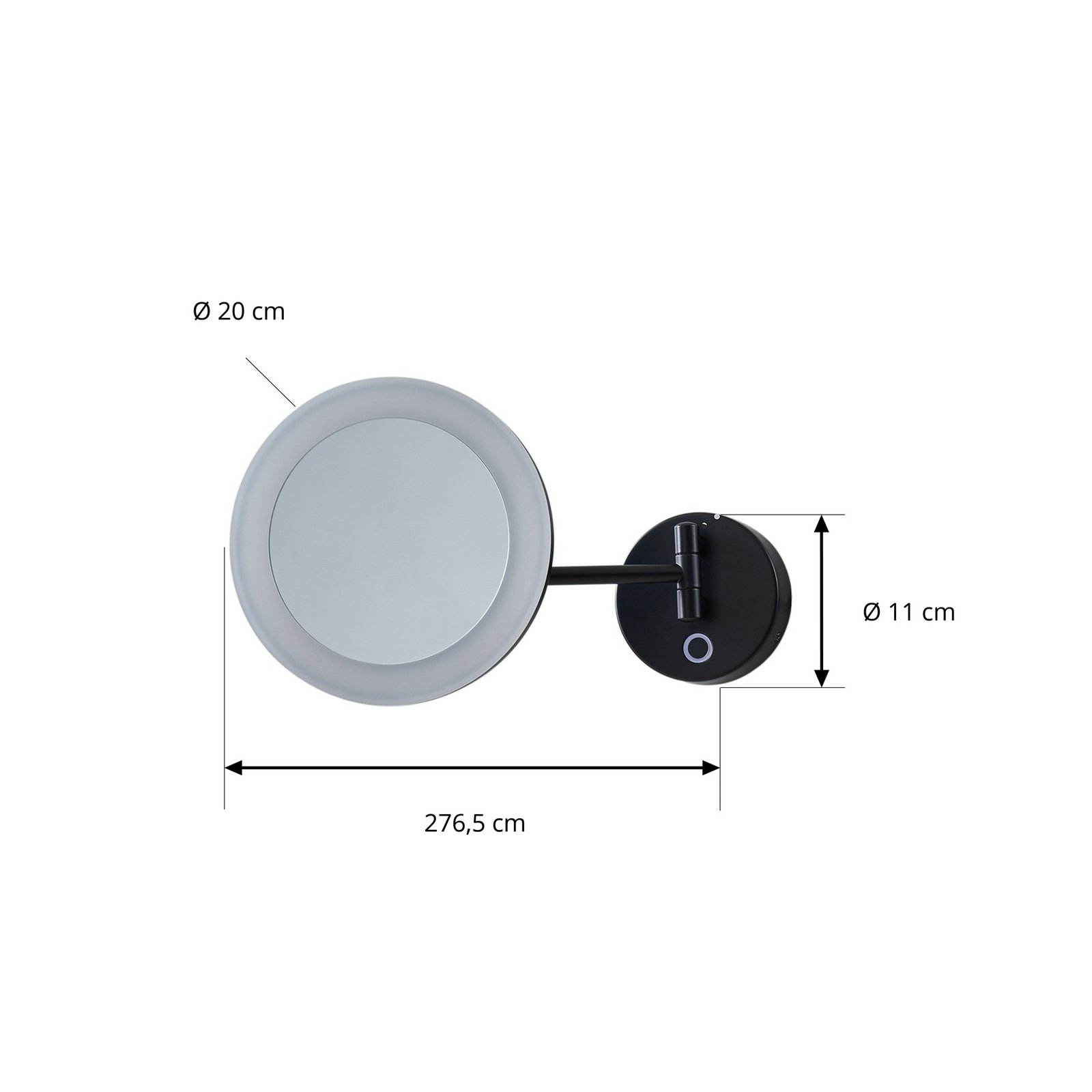 Lucande LED sminkspegel Fyria, svart, stål, CCT