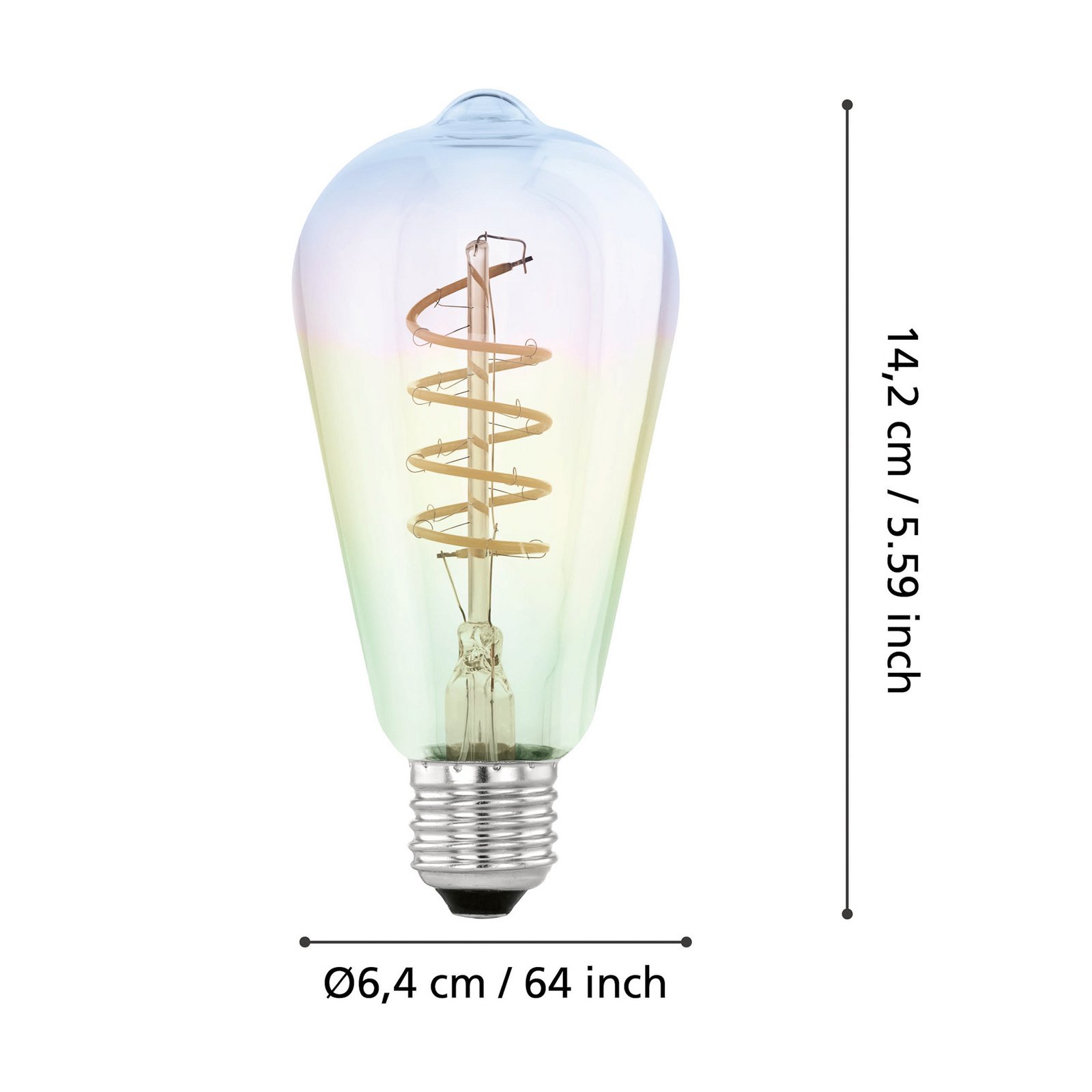 LED-filamentlampa E27 4W ST64 820 Filament iridescent dimbar