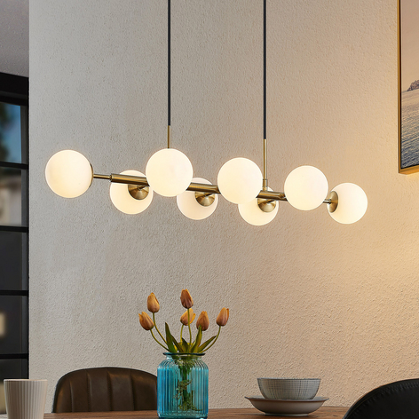 Lindby Kiamo suspension abat-jour verre, opale