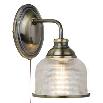 Holopaanglas-wandlamp Bistro II, oudmessing