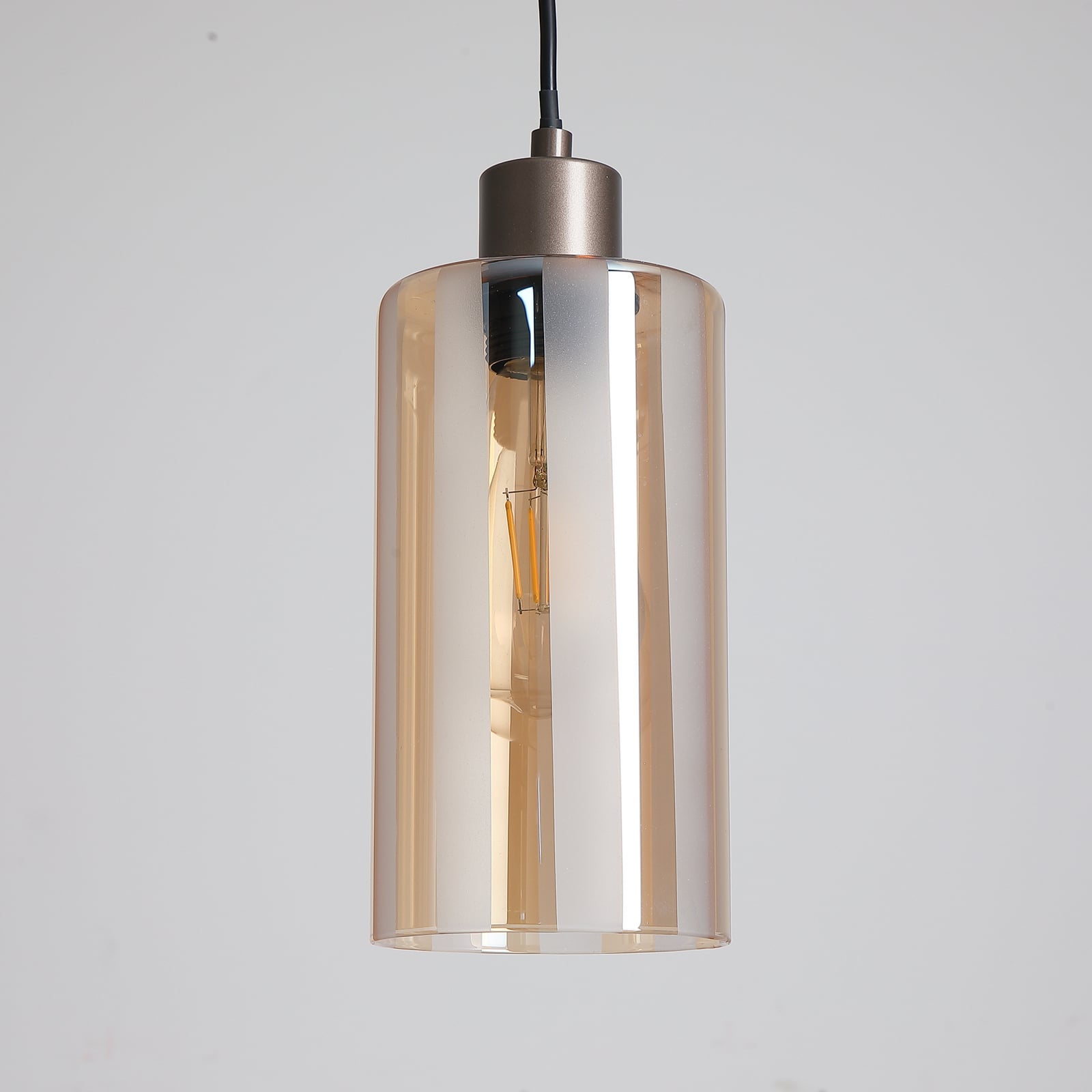 Hängeleuchte Kent, dreiflammig lang, bronze, Glas, E27