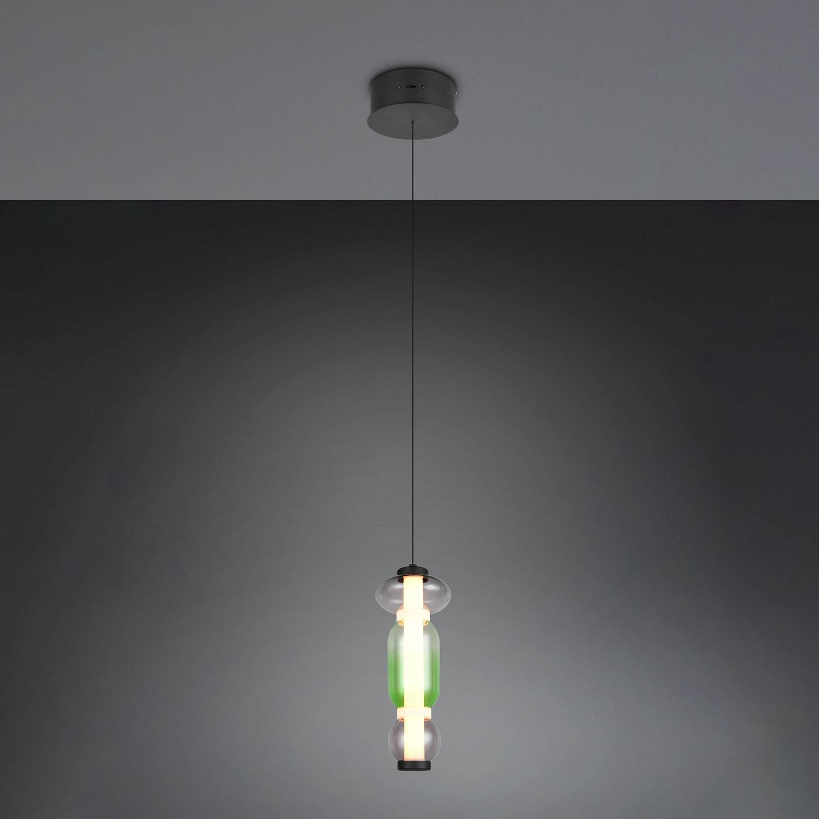 LED-Hängelampe Minerva, Ø 15 cm, bunt, Glas, CCT, Dimmer günstig online kaufen