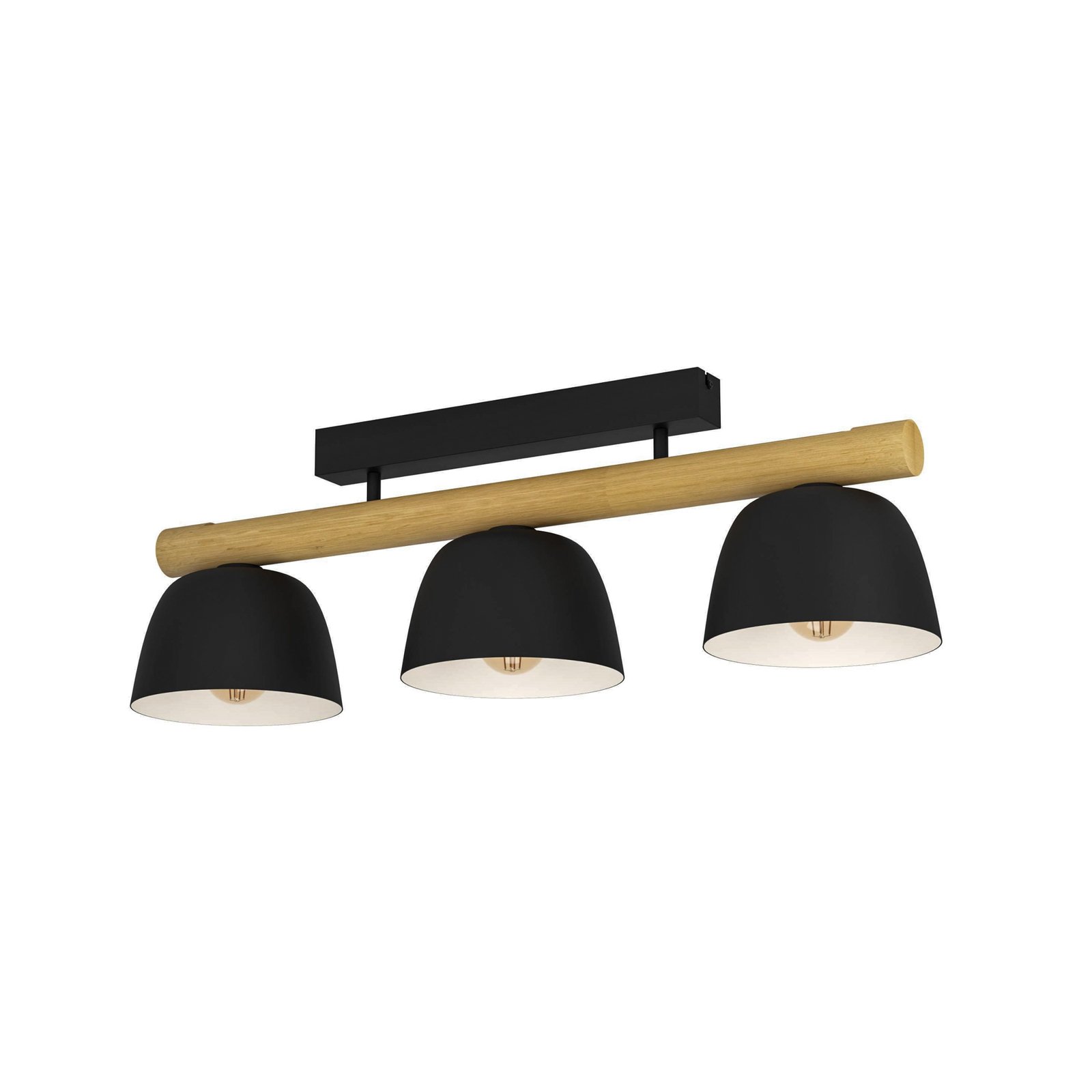 Sherburn plafondlamp, lengte 80 cm, zwart/bruin, 3-lamps.