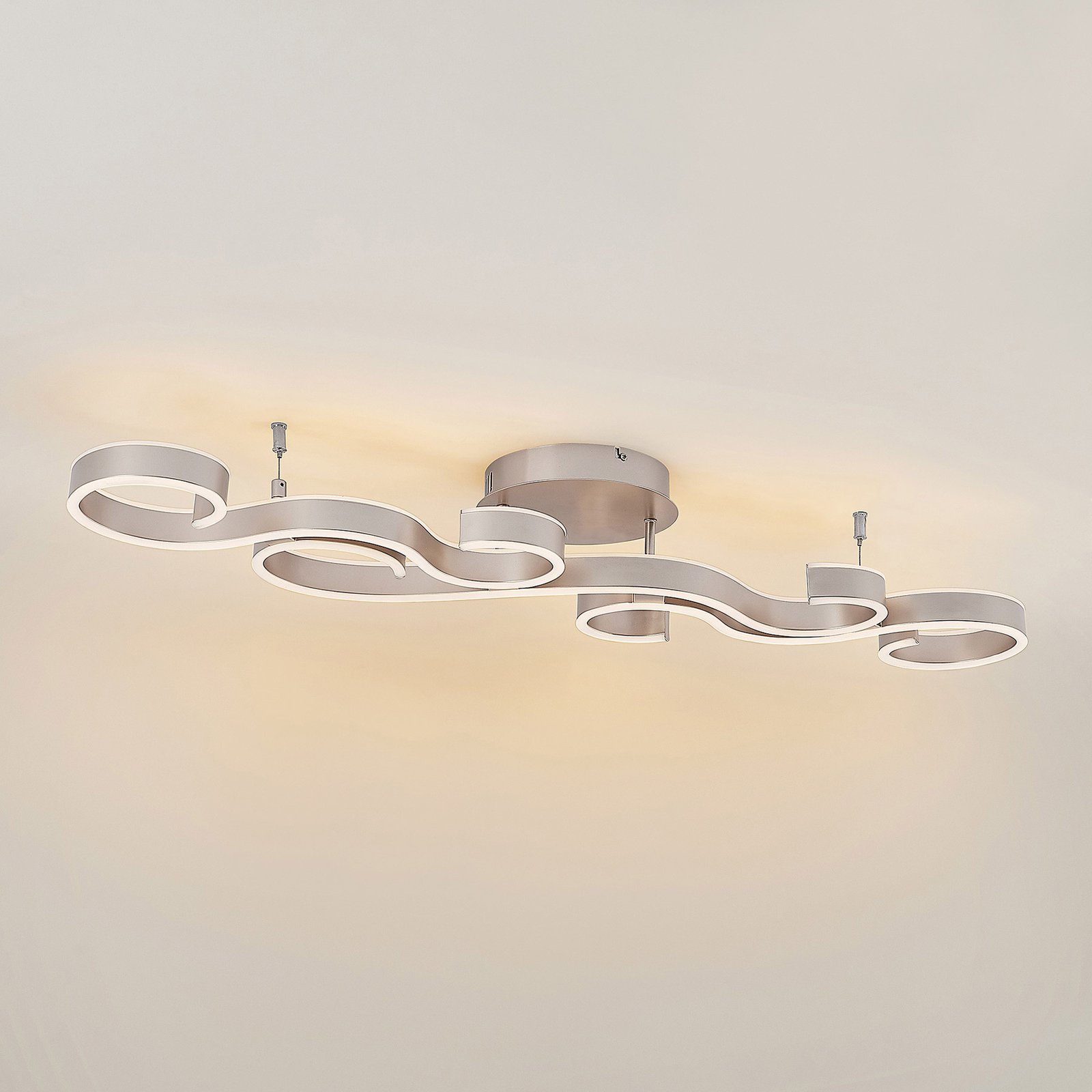 Lucande Admira LED stropní světlo, 101 cm nikl