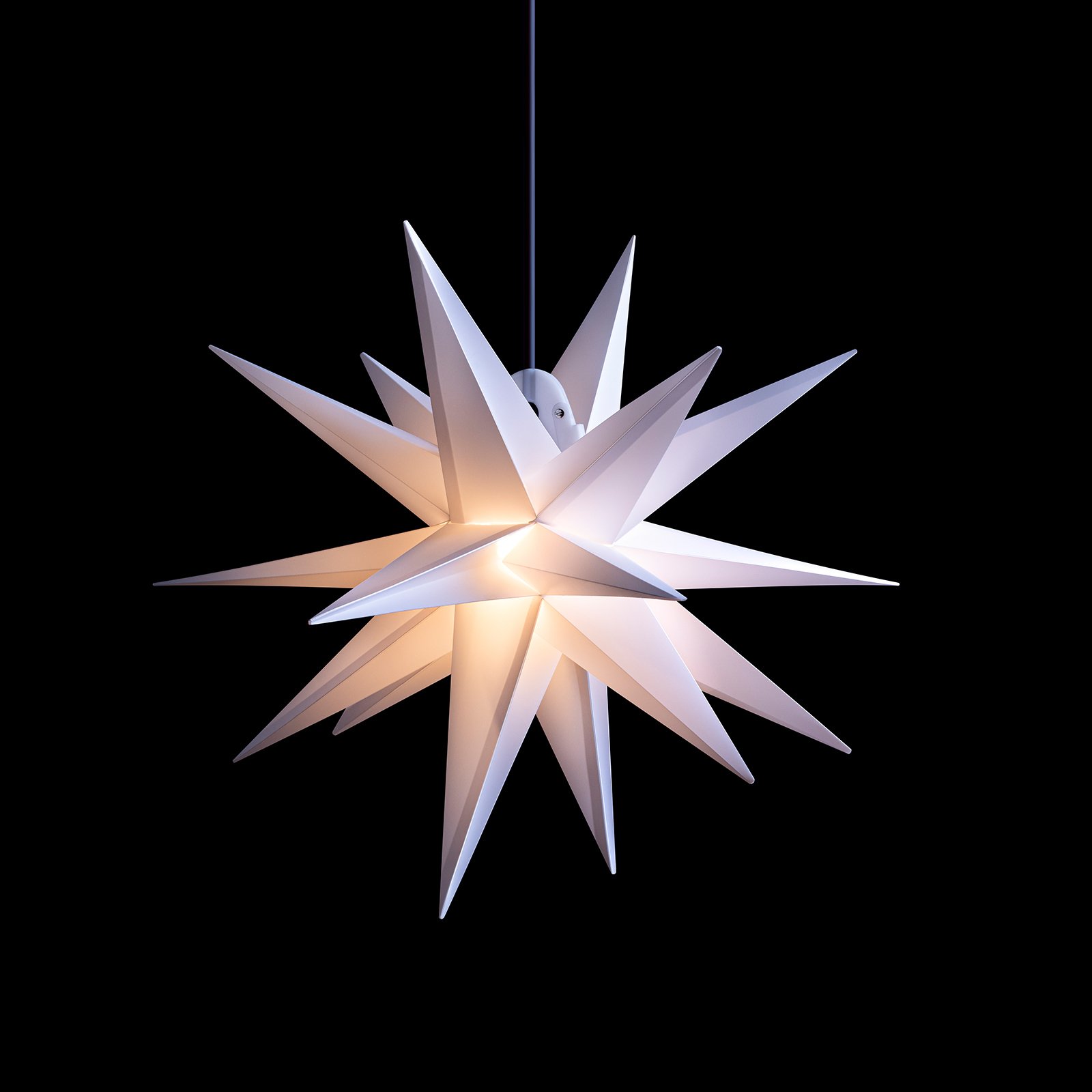 Dekorasjonstjerne, 18-spisser, Ø, 40 cm hvit