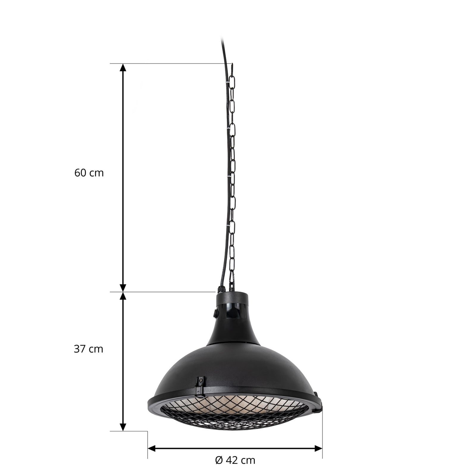 Radiateur rayonnant suspendu Ormio, noir, Ø 43 cm, IP44 - Lucande Radiateur rayonnant suspendu Ormio, noir, Ø 43 cm, IP44 - Lucande