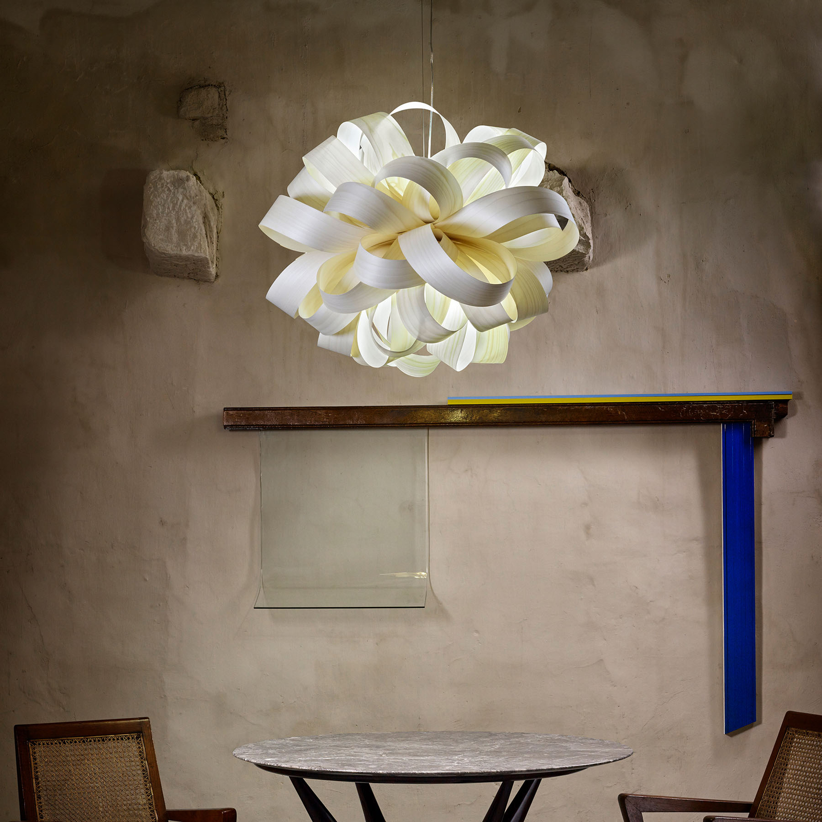 LZF Agatha Ball hanging light, 84 x 80 cm, ivory