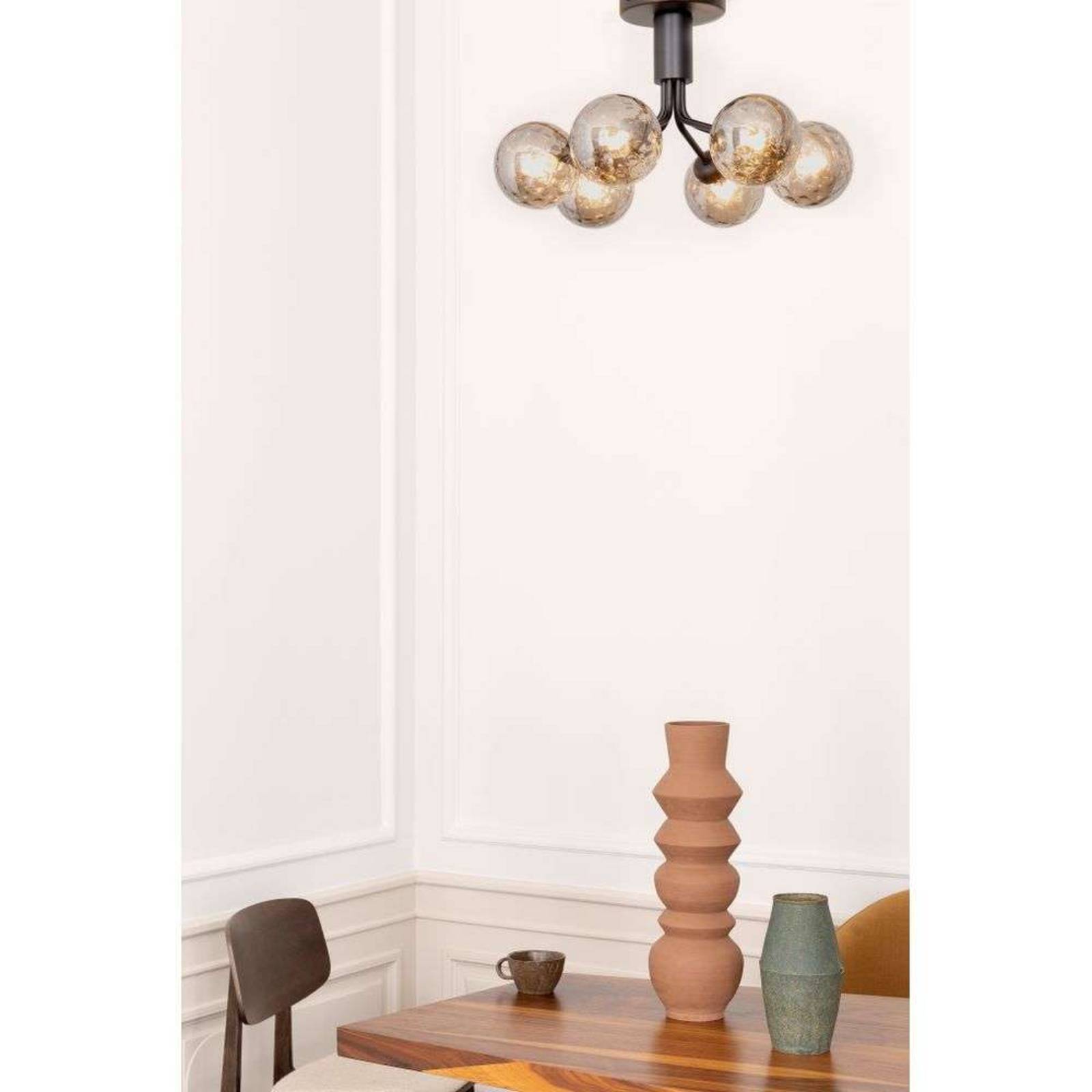 Lampa sufitowa Nuura Apiales 6, czarna/dymnoszara, Ø 50 cm