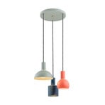 Selma hanging lamp, three-bulb, green/red/blue