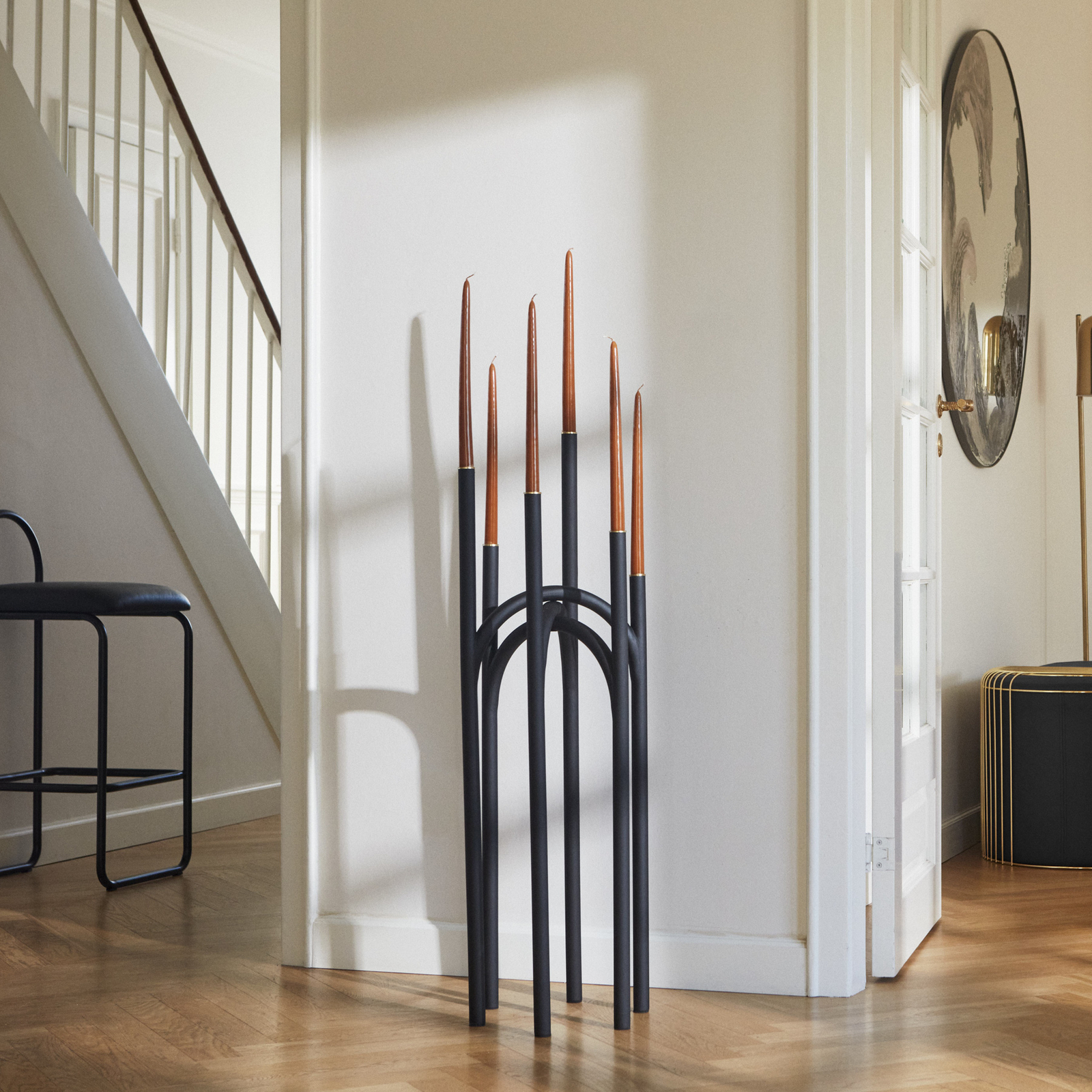 Angui Porte-bougies H92 Noir/Or - AYTM