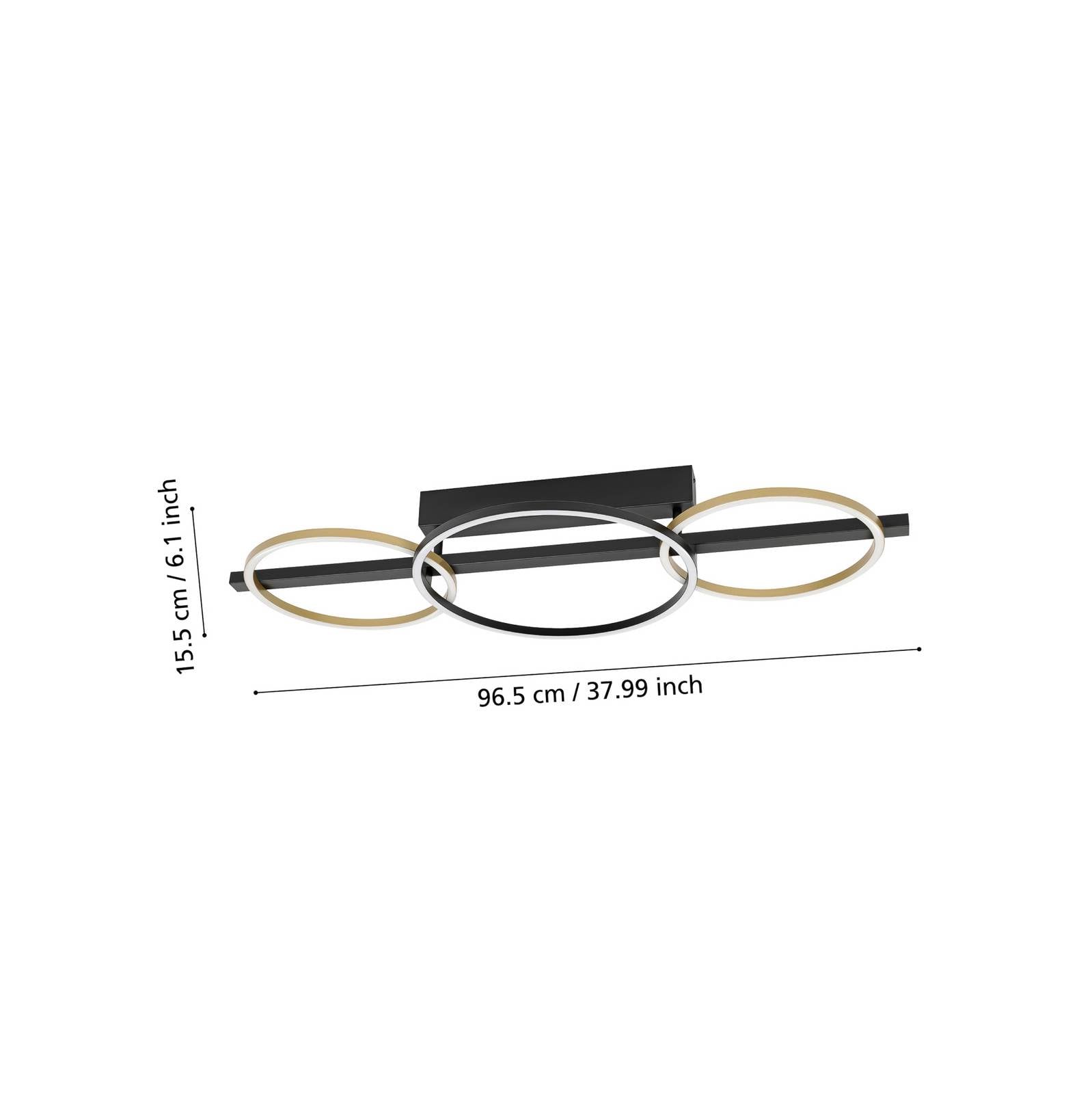 Plafonnier LED Stars of Light Lanacera noir/doré 96 cm