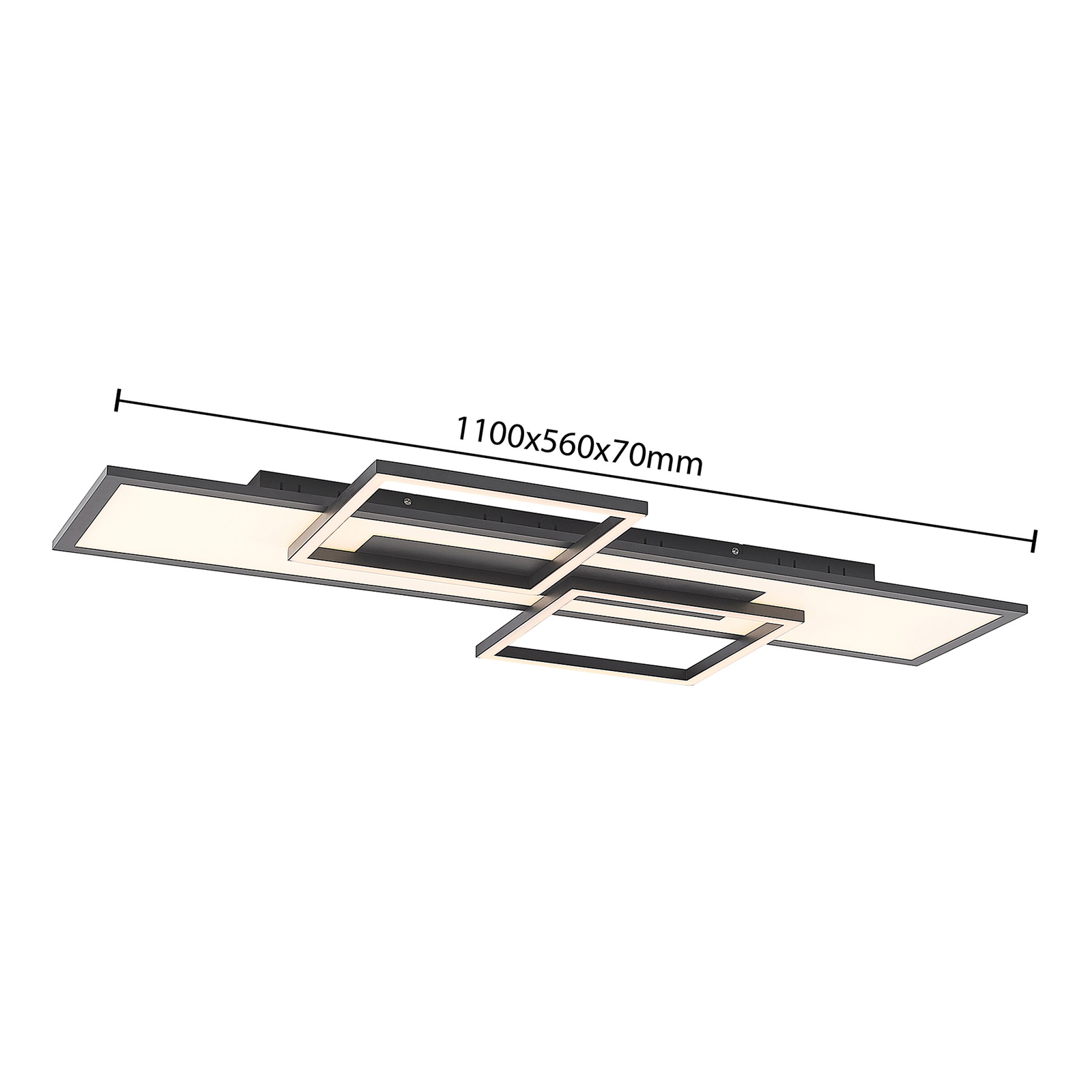 Lucande Narumi LED-Deckenlampe CCT, 110cm, schwarz