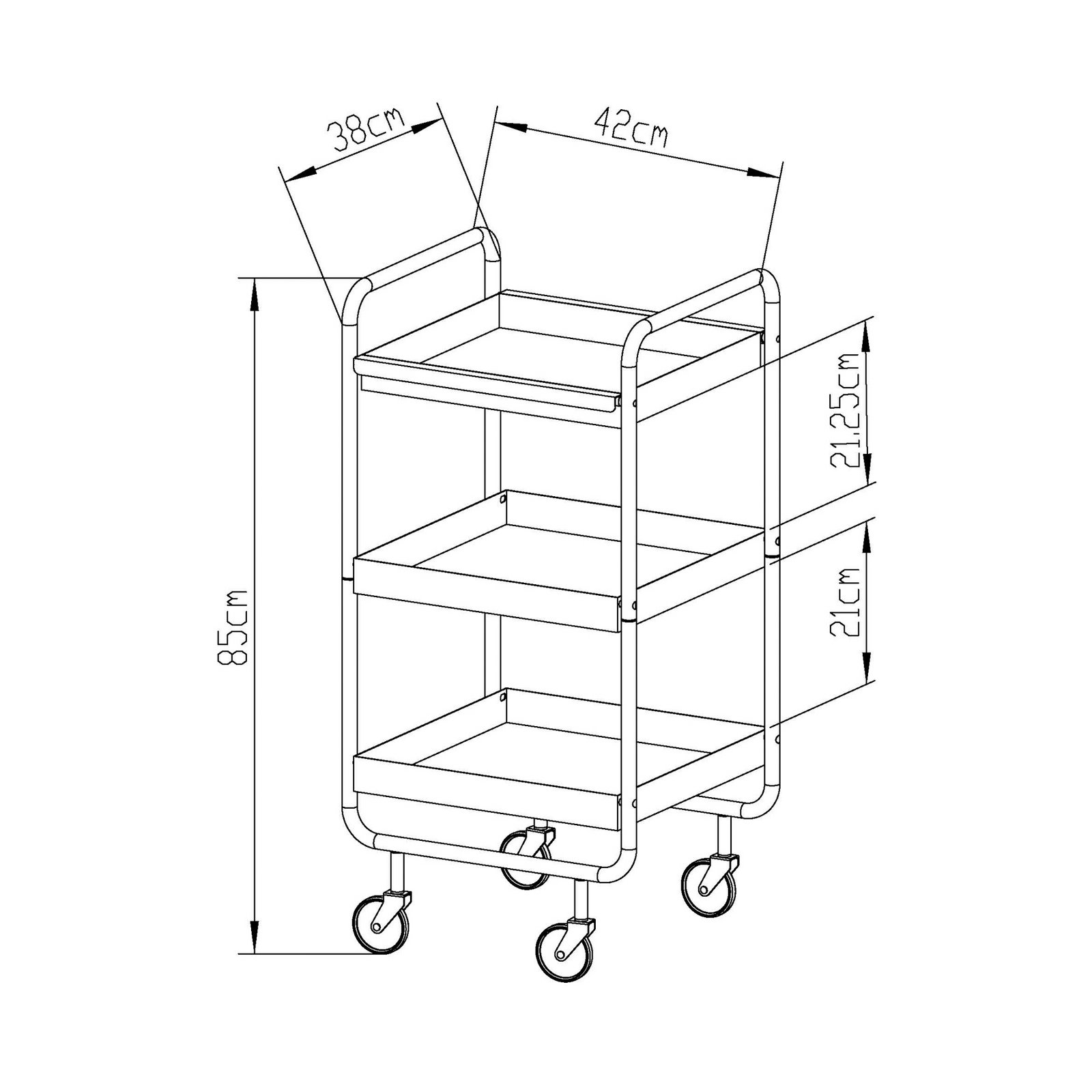 HDRoll Trolley, white/chrome 85x42x38 cm Metal - House Doctor