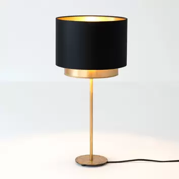 Lampada da tavolo Fungo, luce in basso, nero/oro