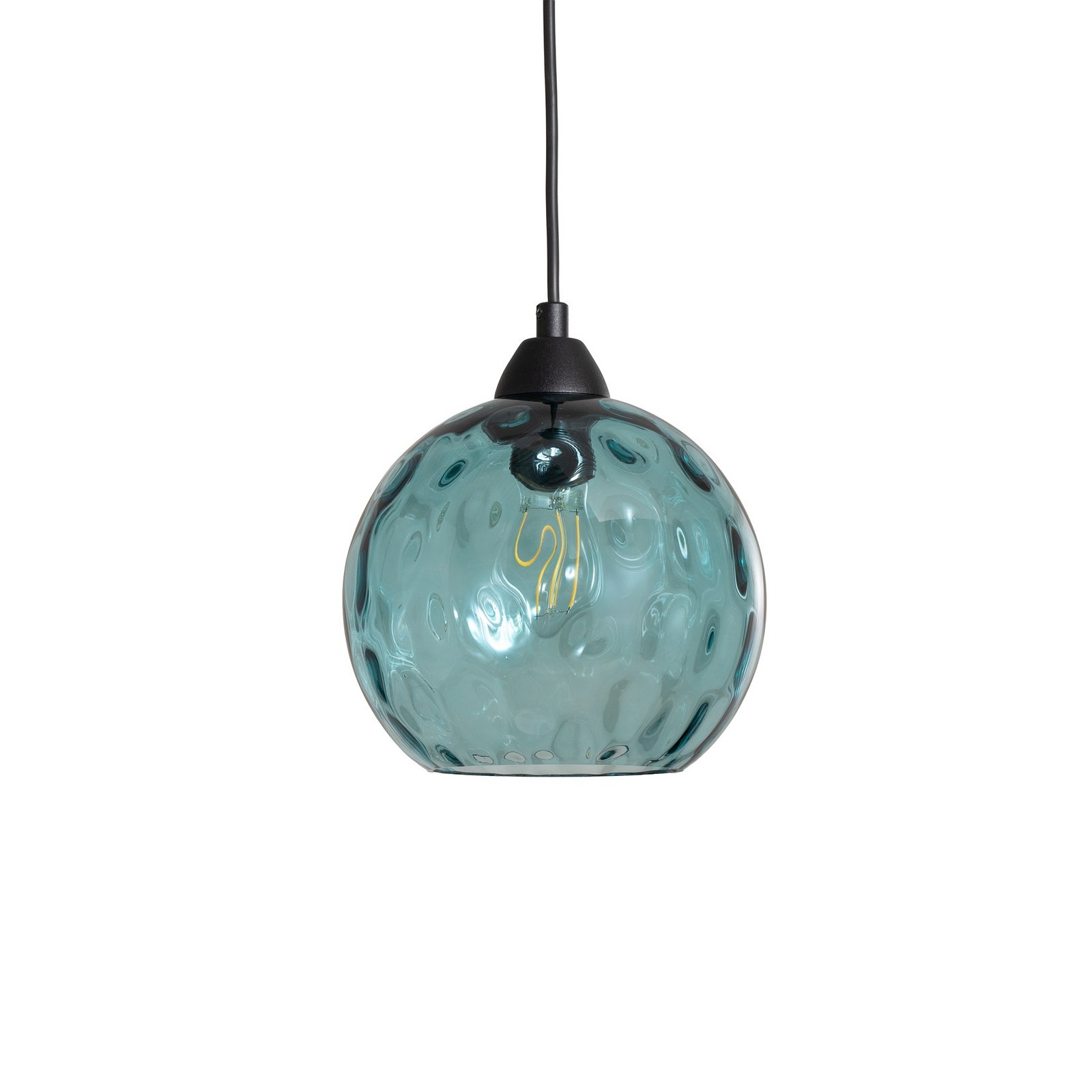 Pendelleuchte Benek, blau, Glas, Ø 20 cm, E27 Pendelleuchte Benek, blau, Glas, Ø 20 cm, E27