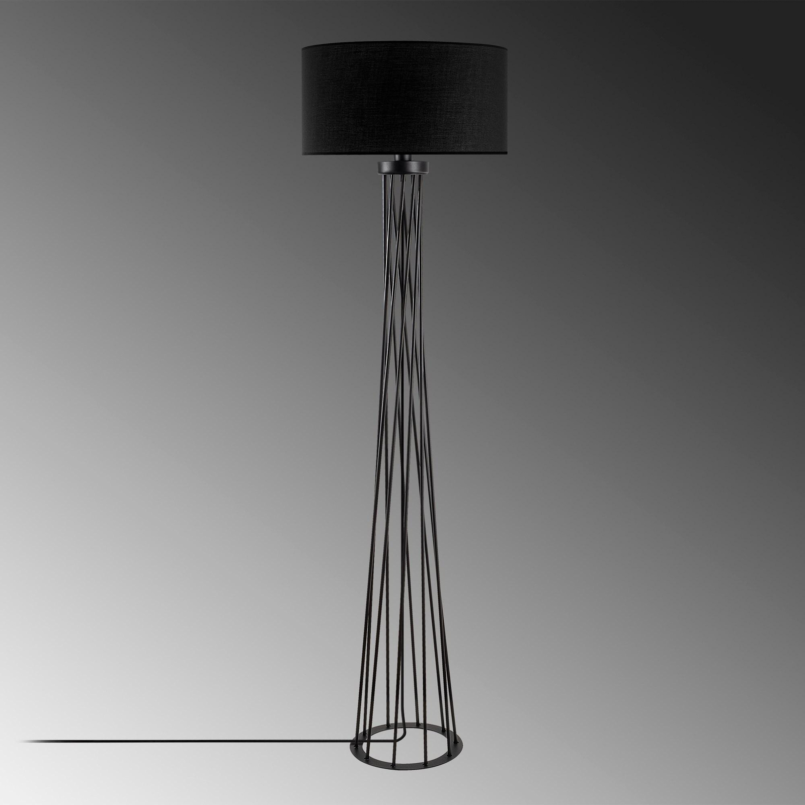 Golvlampa Tall 13470, svart, canvas, höjd 175 cm