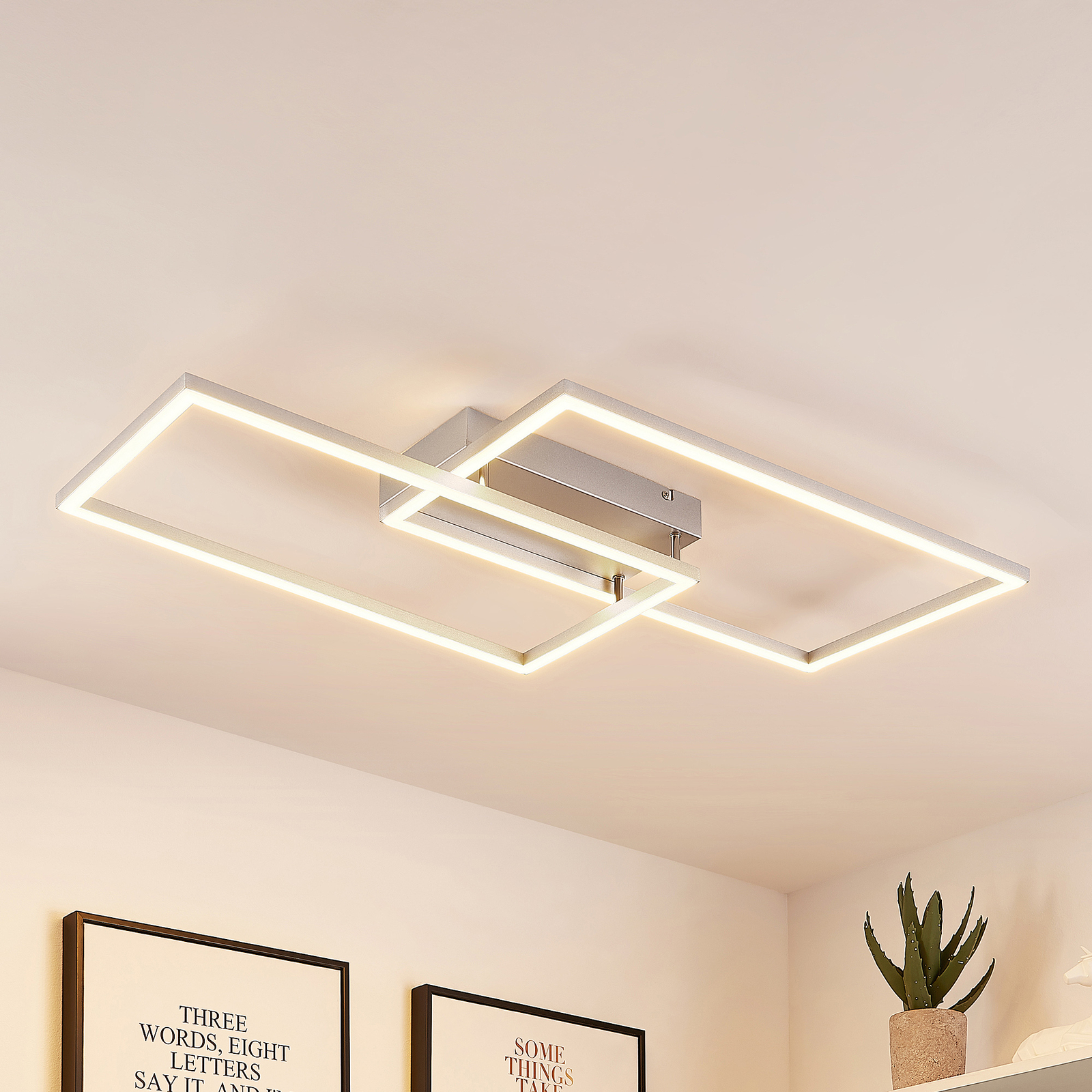 Lucande Muir LED-taklampe, rektangulær, CCT
