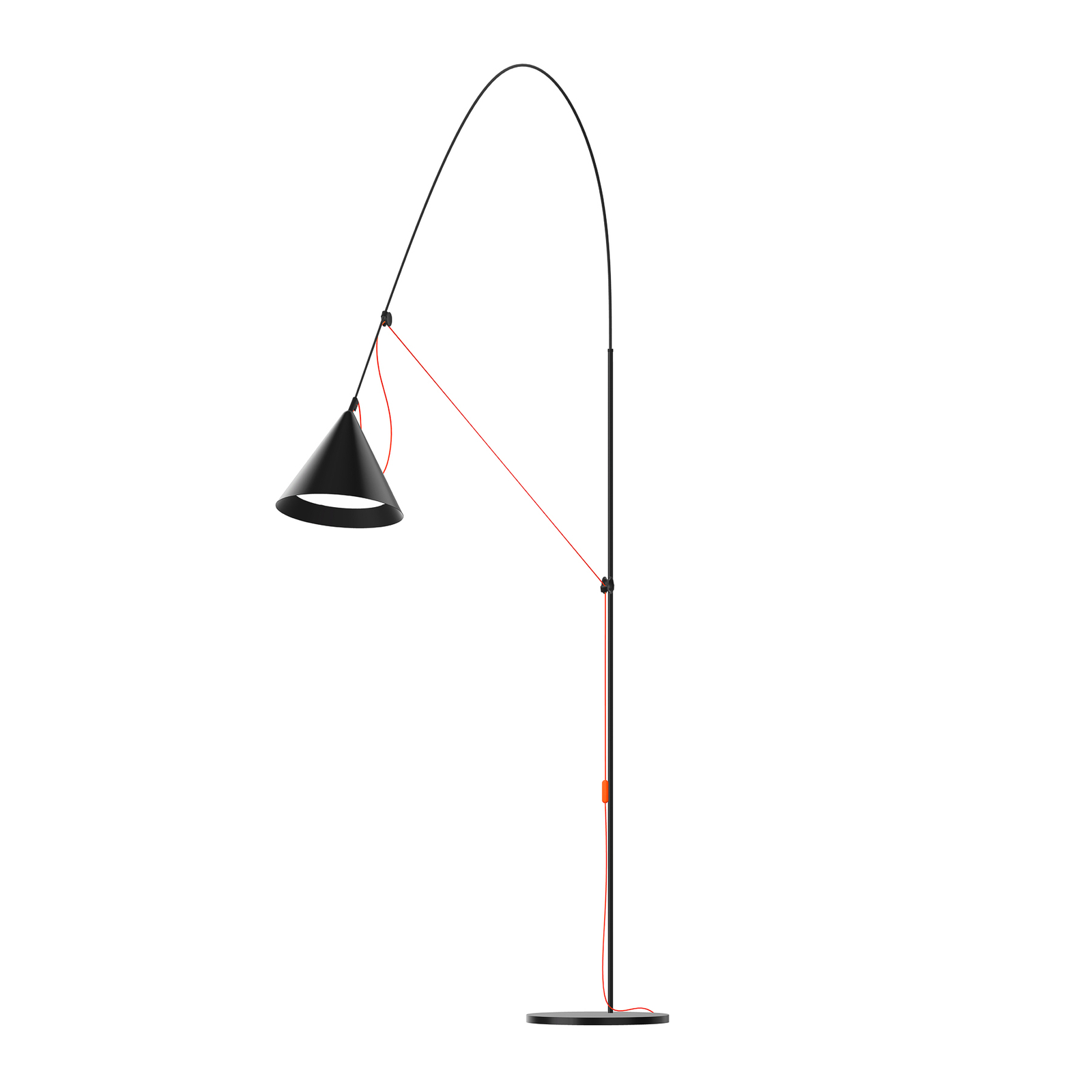 midgard LED floor lamp AYNO XL, black/orange 2,700 K 290 cm