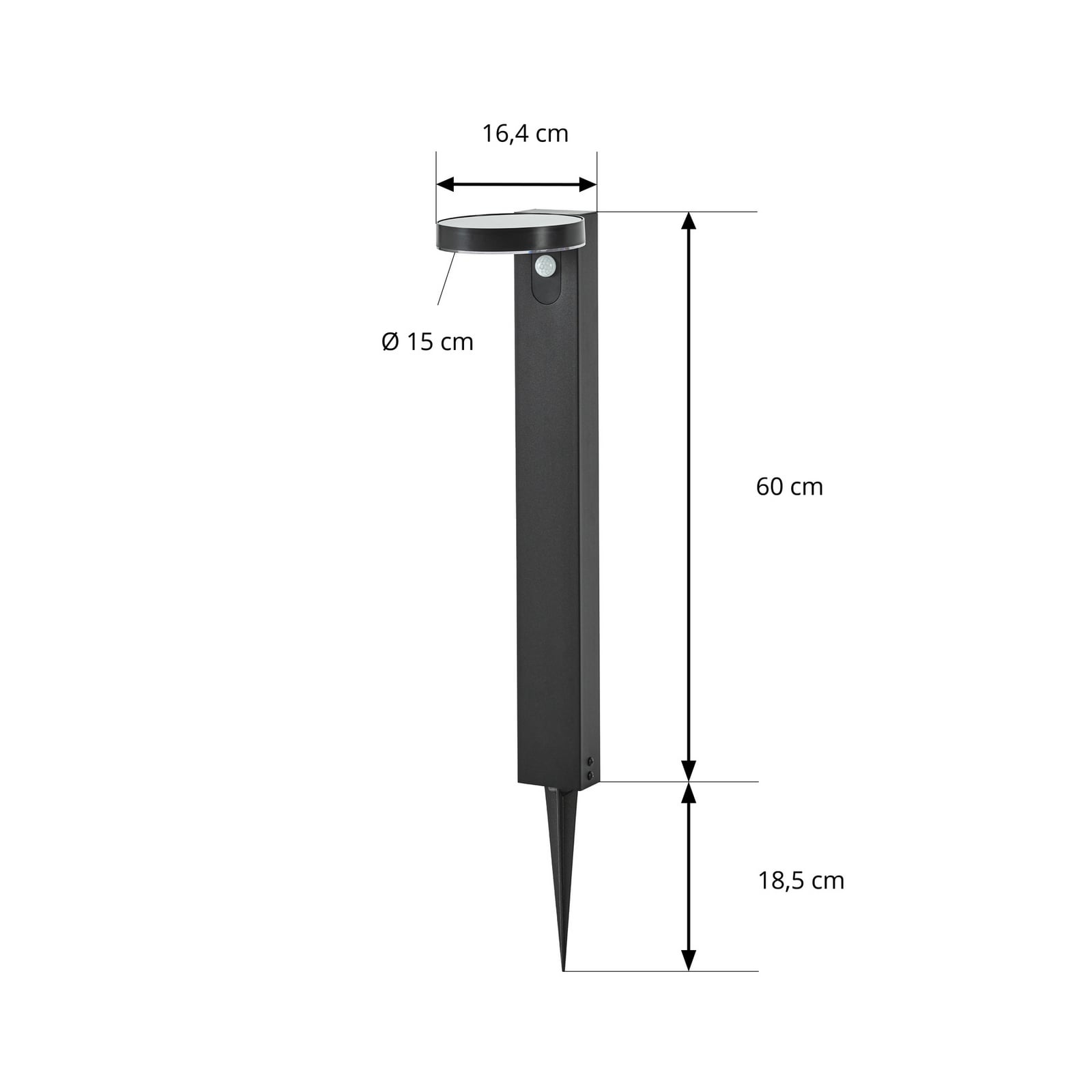 Tarlson LED solar path light, round, anthracite, sensor - PRIOS