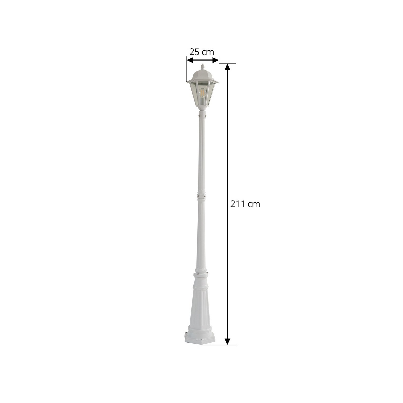 Lindby outdoor light Edana, 211 cm, white, metal, E27, IP44